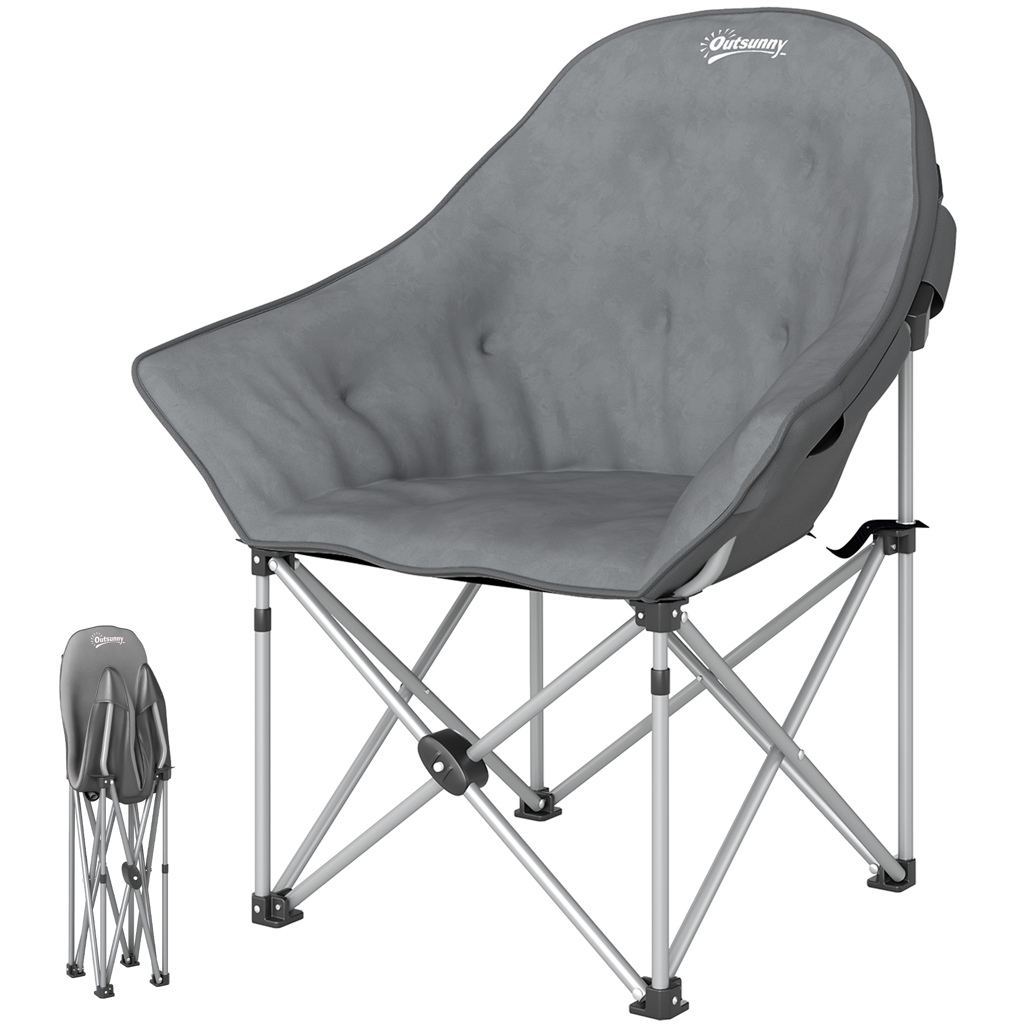 Kokkupandav tool, kokkupandav matkatool küljetasku ja polsterdatud kandekotiga, kandevõime kuni 120 kg, tumehall