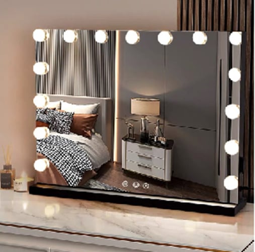 Hollywoodi meigipeegel 3 heleda värvi, reguleeritava heledusega ja puutetundliku juhtimisega, 58 x 43 cm