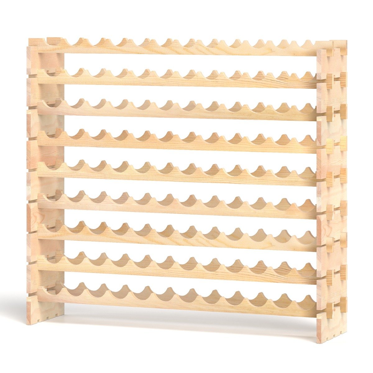 Puidust virnastatav veiniriiul 108 pudelile 9 tasemega pudeliriiul veinialus