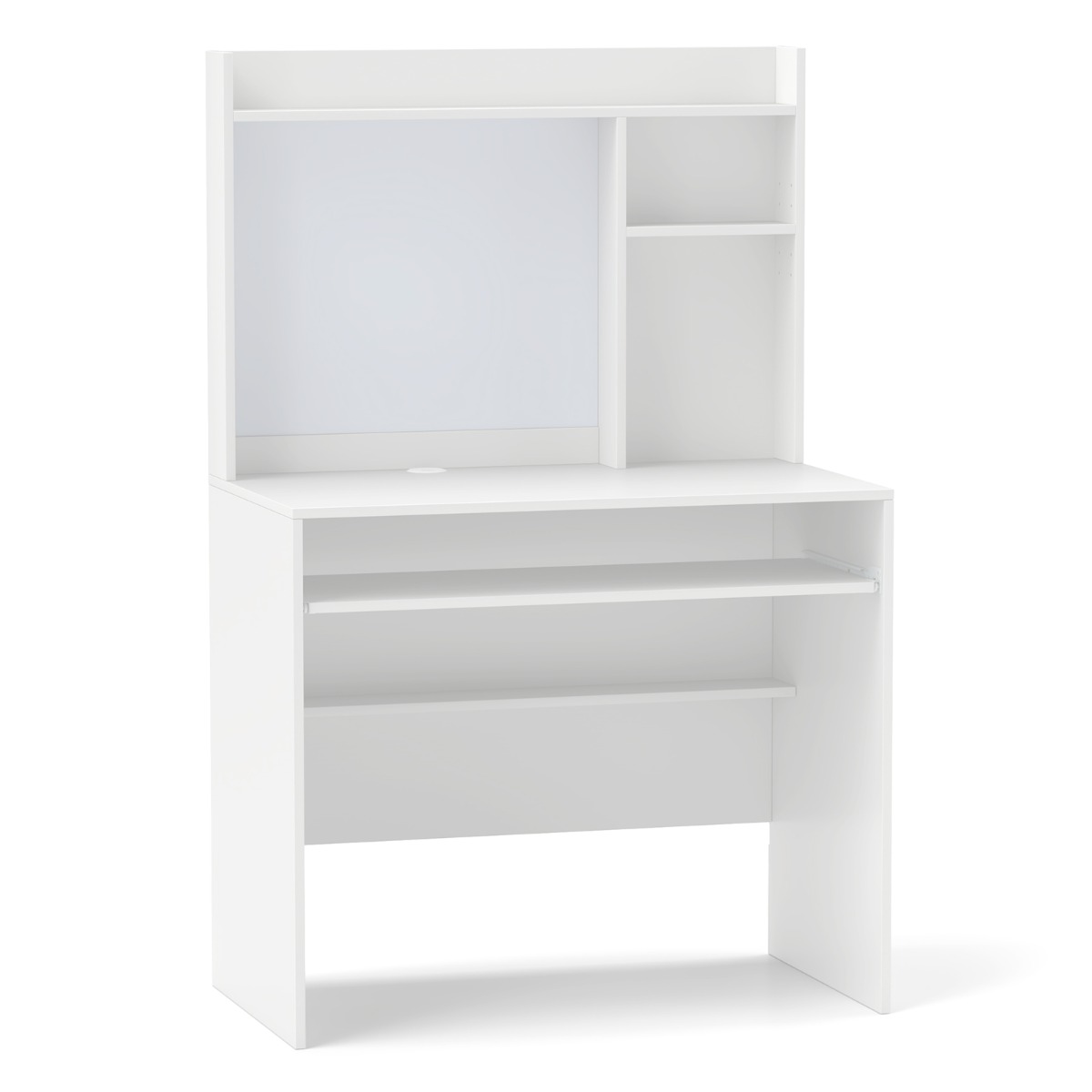 Arvutilaud magnettahvli ja klaviatuuri sahtliga, valge