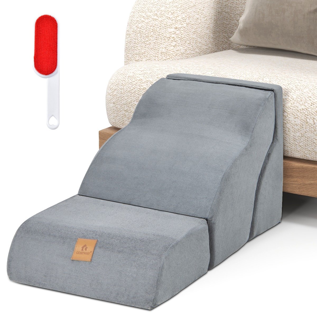 3-astmeline vahtplastist koeratreppide komplekt libisemiskindla põhjaga lemmikloomatrepp hall