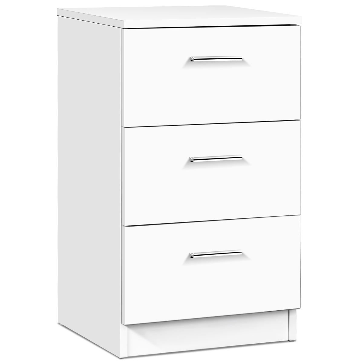 Öökapp, 3 sahtliga kummut, puitlaastplaat 38 x 67 x 35cm valge/must-valge