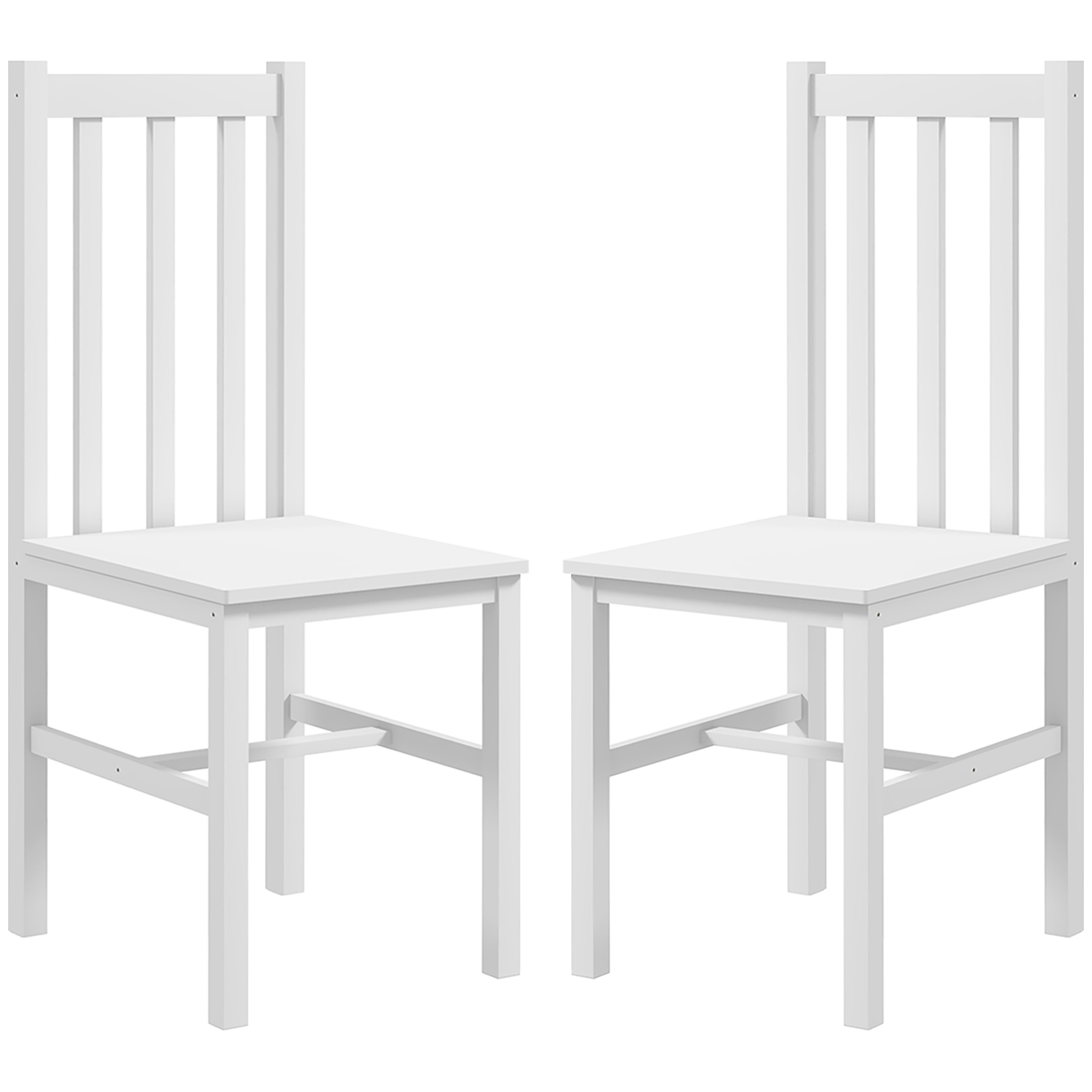2 köögi-/söögitooli komplekt, täispuit, moodne disain, 38,5 cm x 47,5 cm x 99 cm, valge