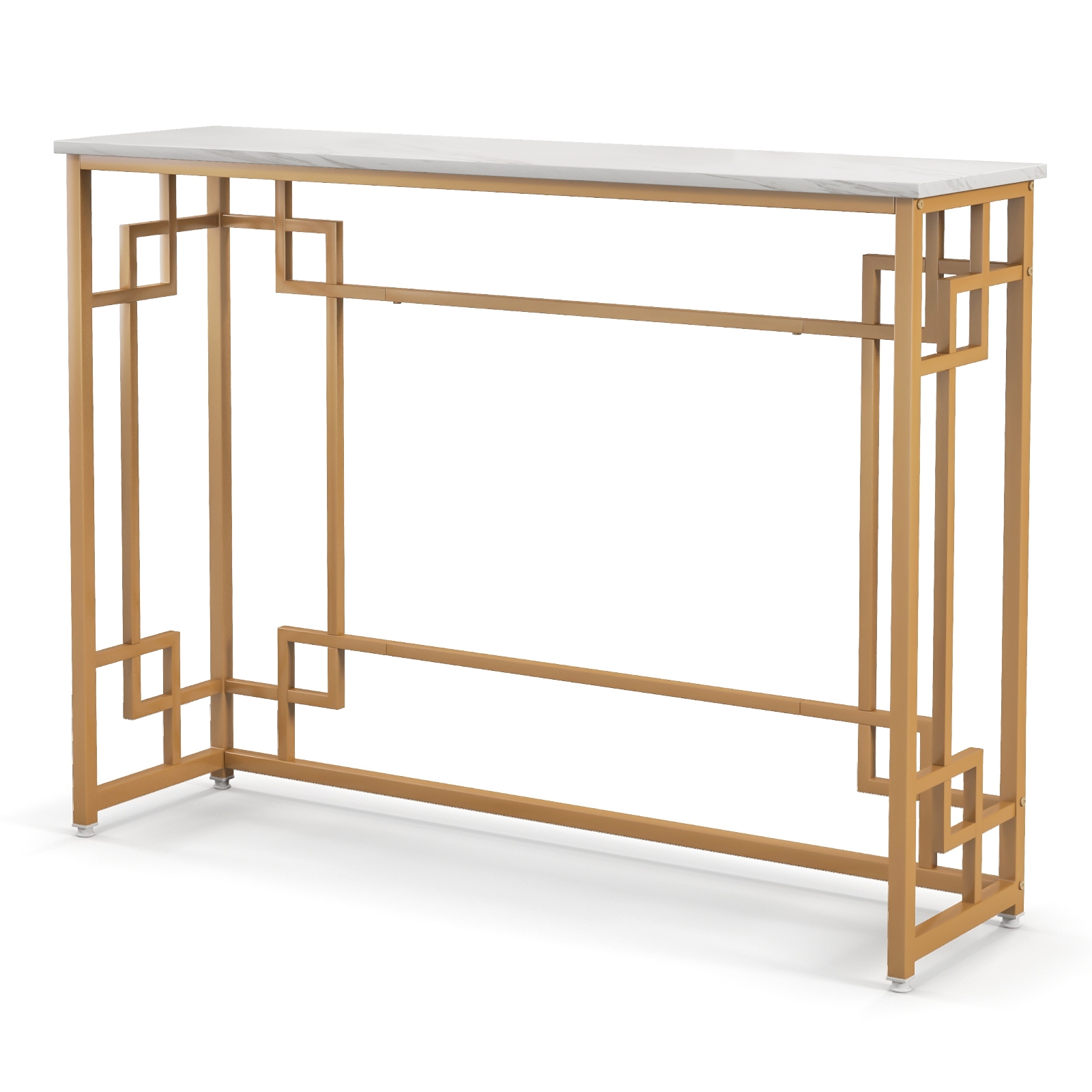 Valge konsoollaud geomeetrilise raamiga