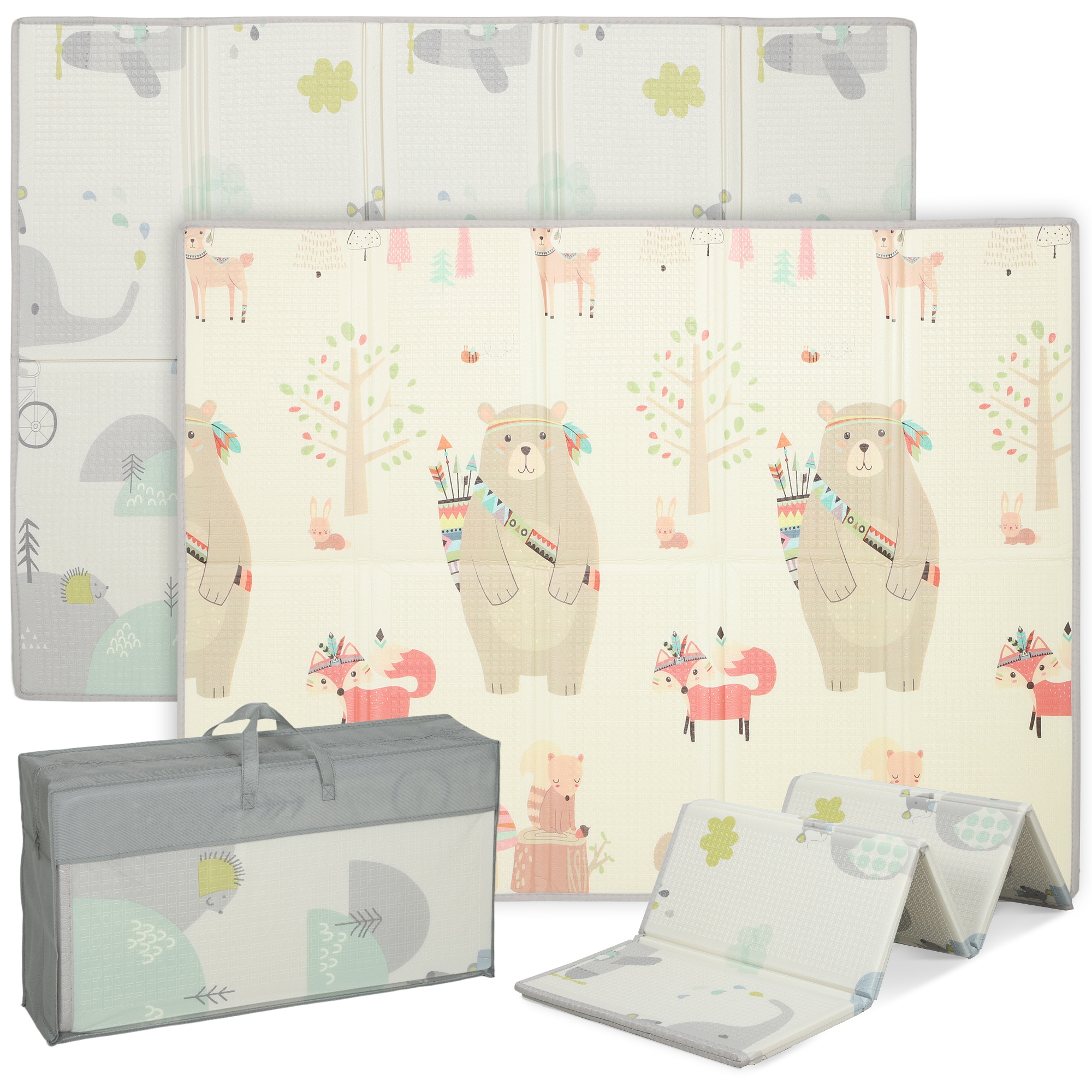 Beebimängumatt, loomamuster, poroloon, 1,5 cm paksune polster, libisemiskindel