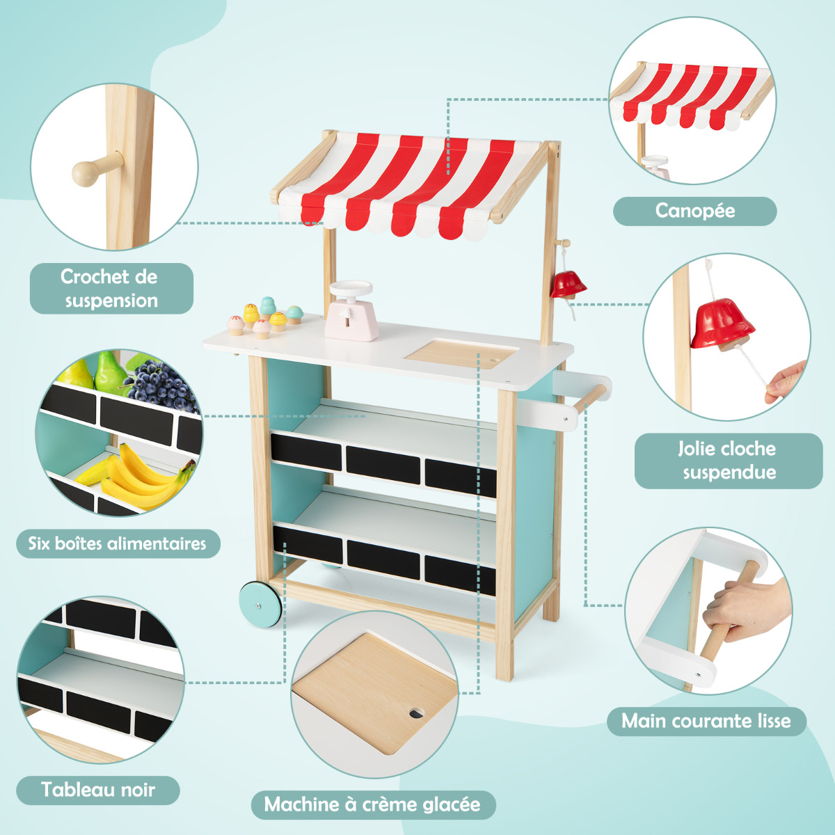 Puidust mängupood lastele, punane