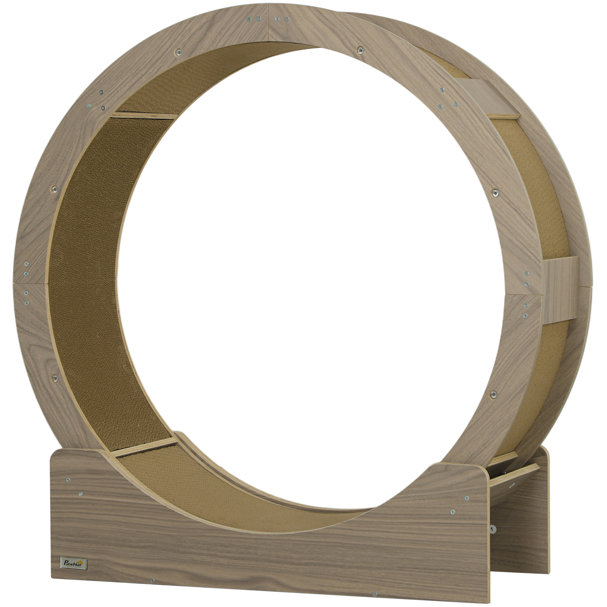 Kassi treeningratas, 91 cm, piduriga, kraapimismatt, kassiratas tervislikuks treeninguks, pähkel