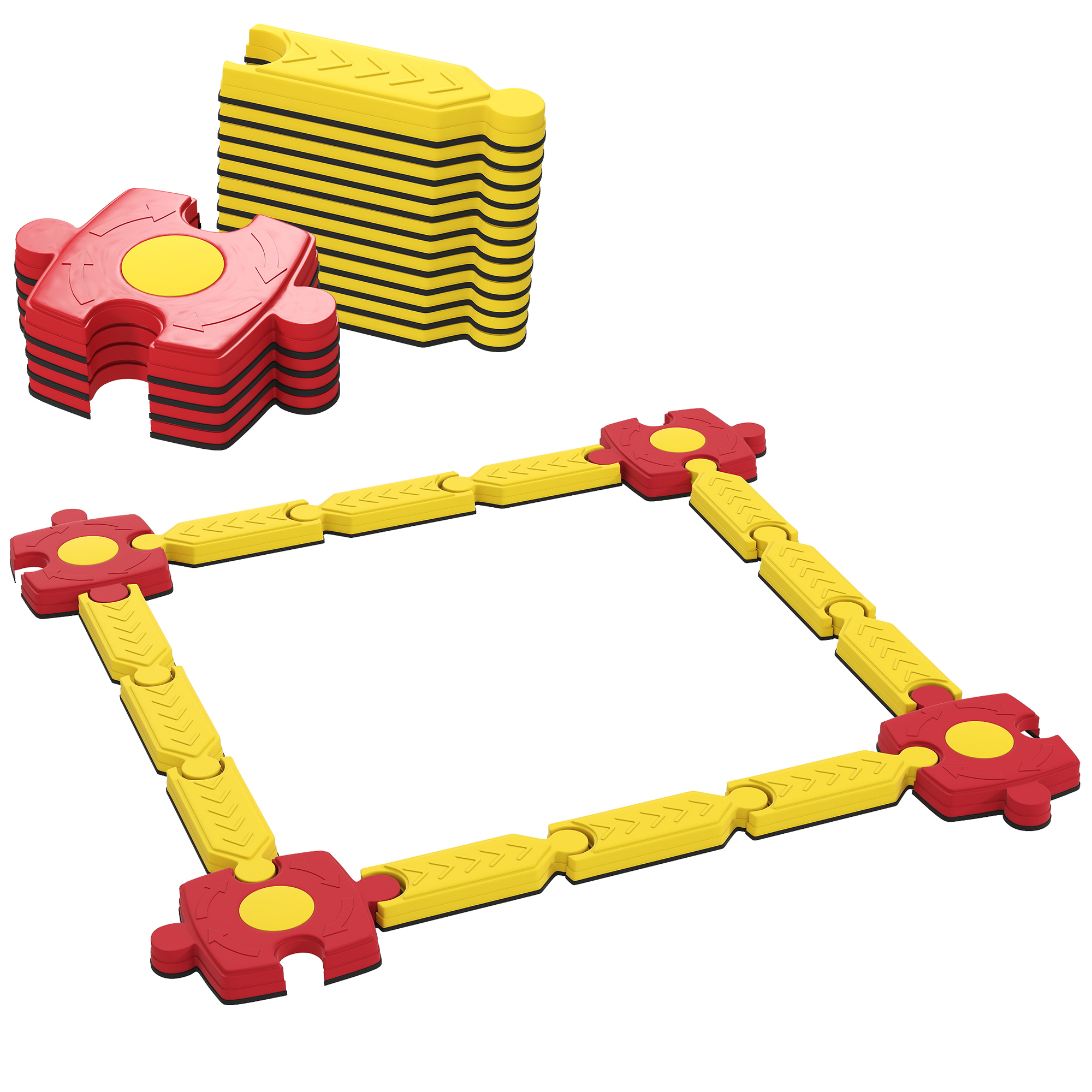 Laste tasakaalutala komplekt, vabalt konfigureeritav, plastist, painduvad osad, kollane+punane