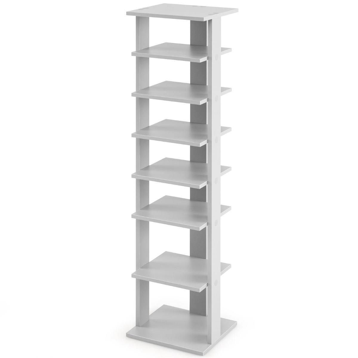 Reguleeritava kõrgusega 8-astmeline puidust kingahoidja ruumisäästlik kingariiul hall