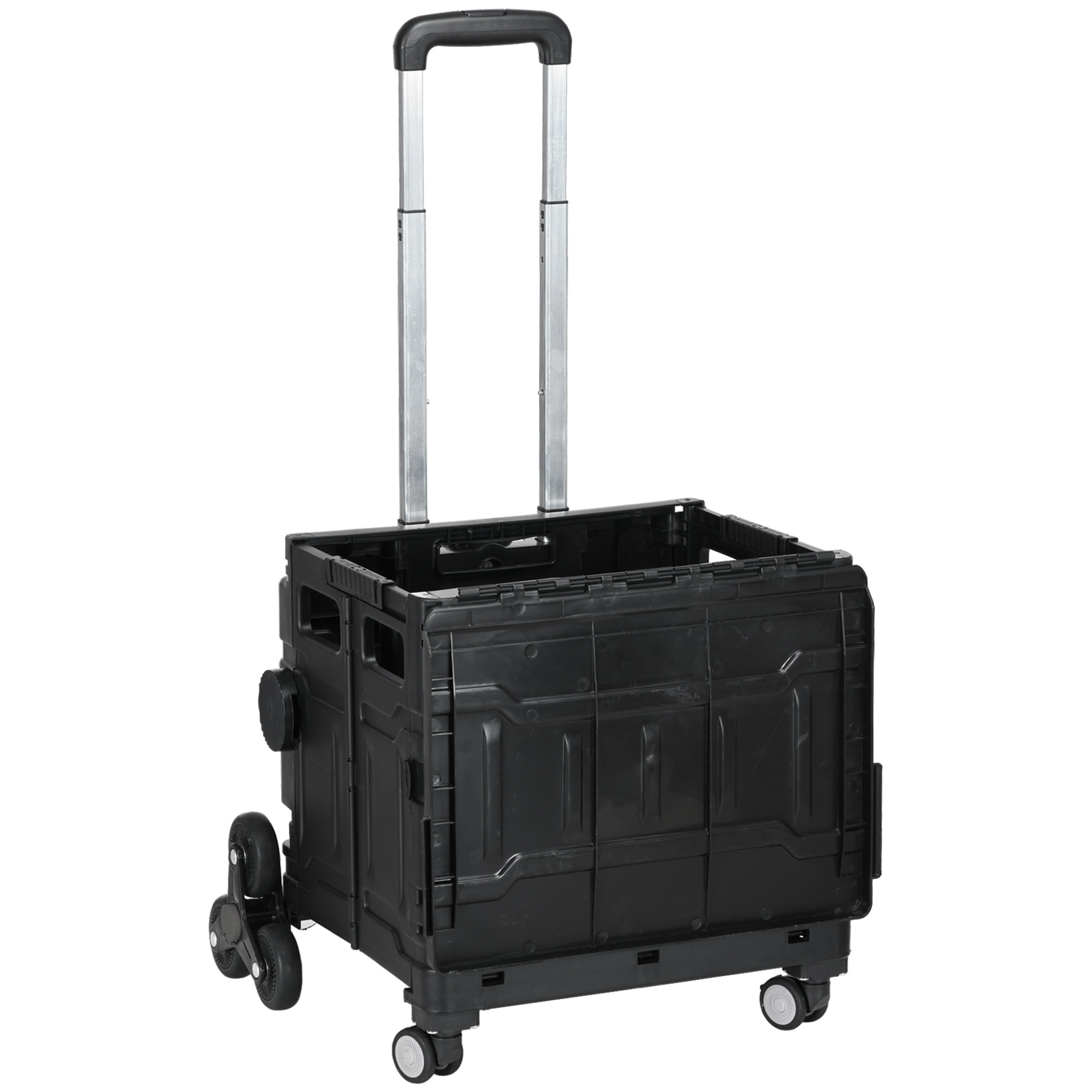 HOMCOM ostukäru, trepironija, kokkupandav, teleskoopkäepide, maksimaalne kandevõime 65 kg, must