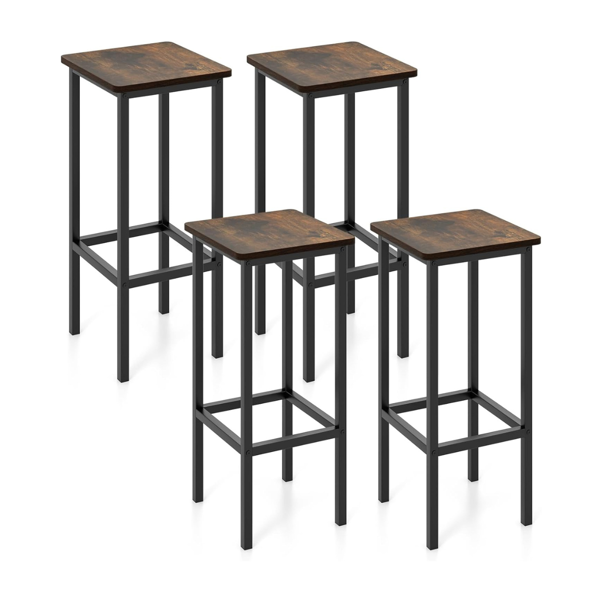 4-osaline baaripukkide komplekt terasraamiga jalatoega tööstusdisainiga baaritool köögitoolid