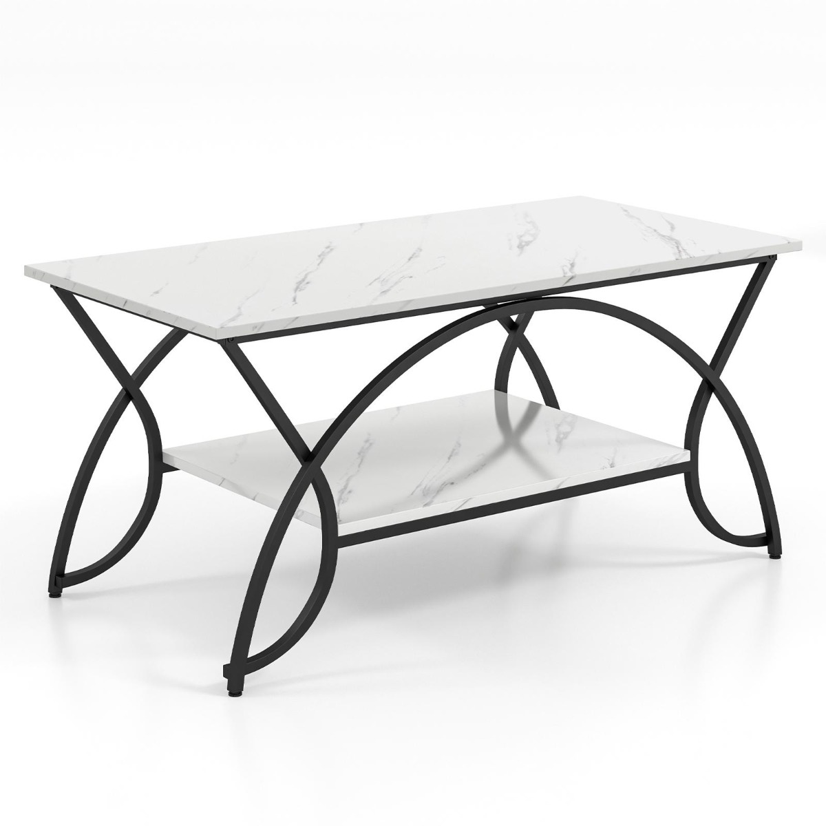 Marmori välimusega diivanilaud Moodne kunstmarmorist diivanilaud 100 x 50 x 45 cm valge must