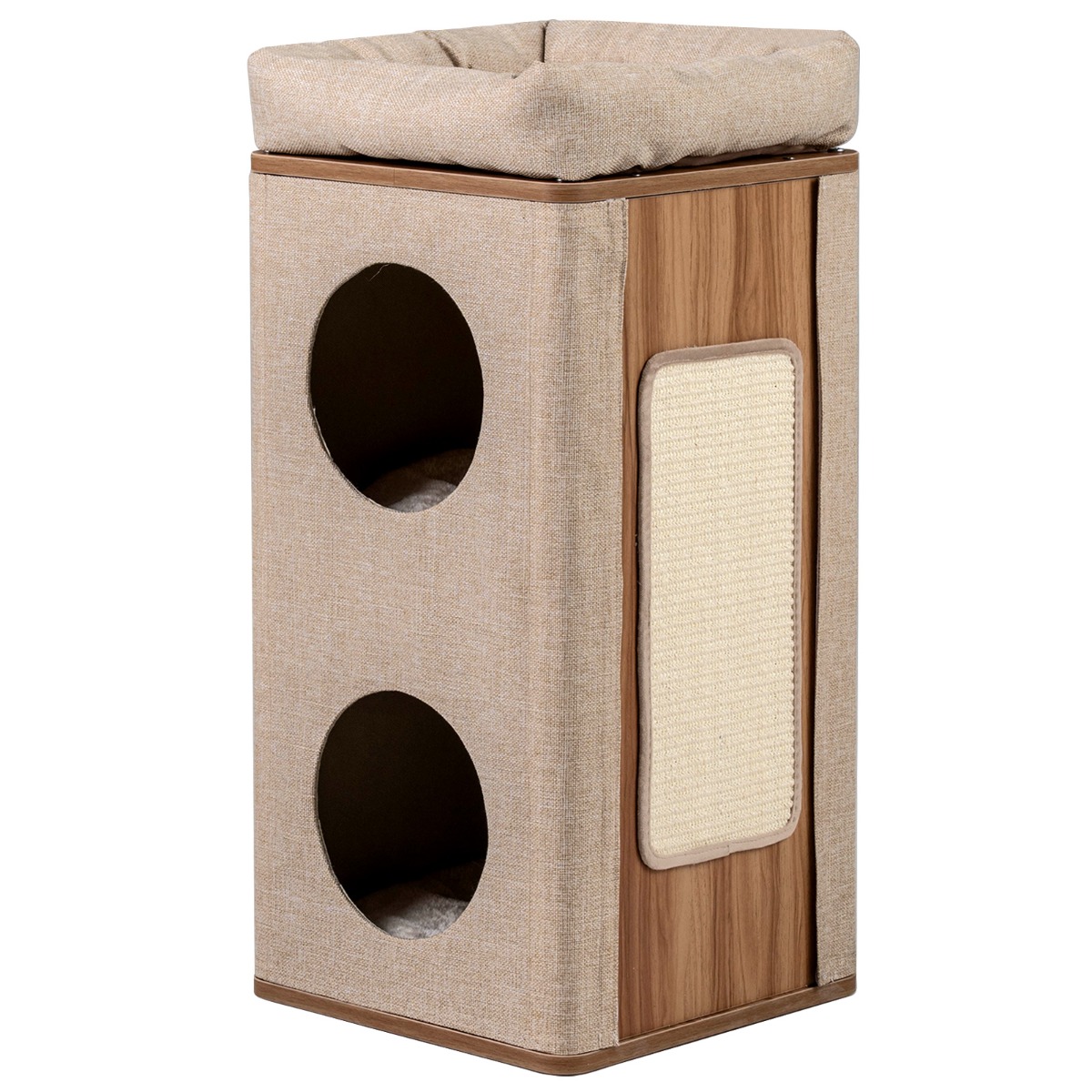 3-korruseline kraapimispuu kraapimislaua ja 3 matiga, kassipuu kuni 20 kg kaaluvatele kassidele, beež + naturaalne