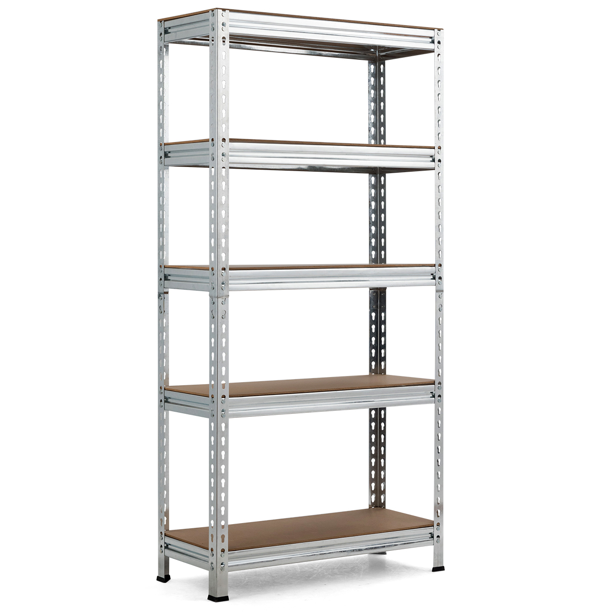 Viie reguleeritava riiuliga poltkinnituseta metallist laoriiul, tugev ja raskeveokite riiul (kuni 500 kg, 150x75x30 cm)