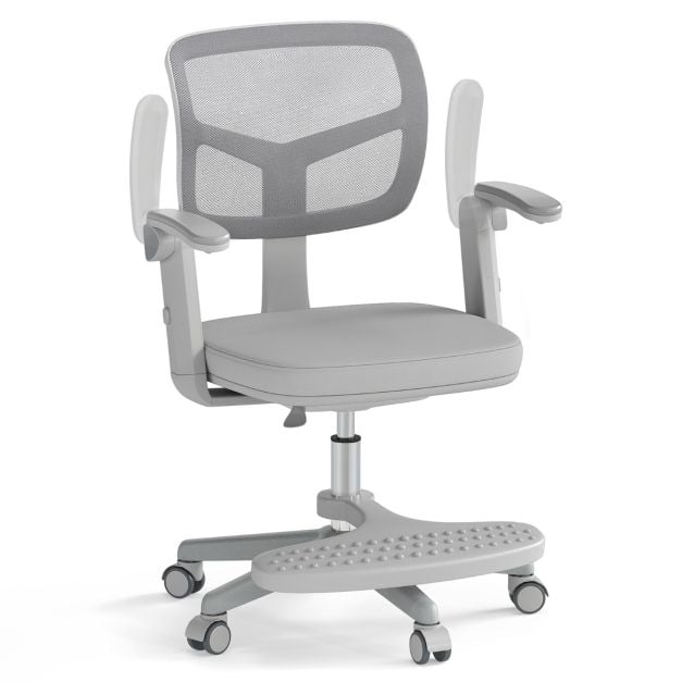 Kõrgus-reguleeritavate käetugede ja jalatoega ergonoomiline laste koolitool ning õppetool (41-52 cm) , hall