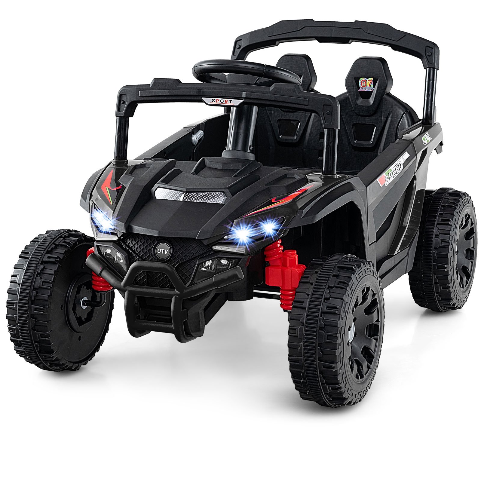 Laste 12v elektriauto kaugjuhtimispuldiga elektriline utv-veok lasteauto laste sõiduk must