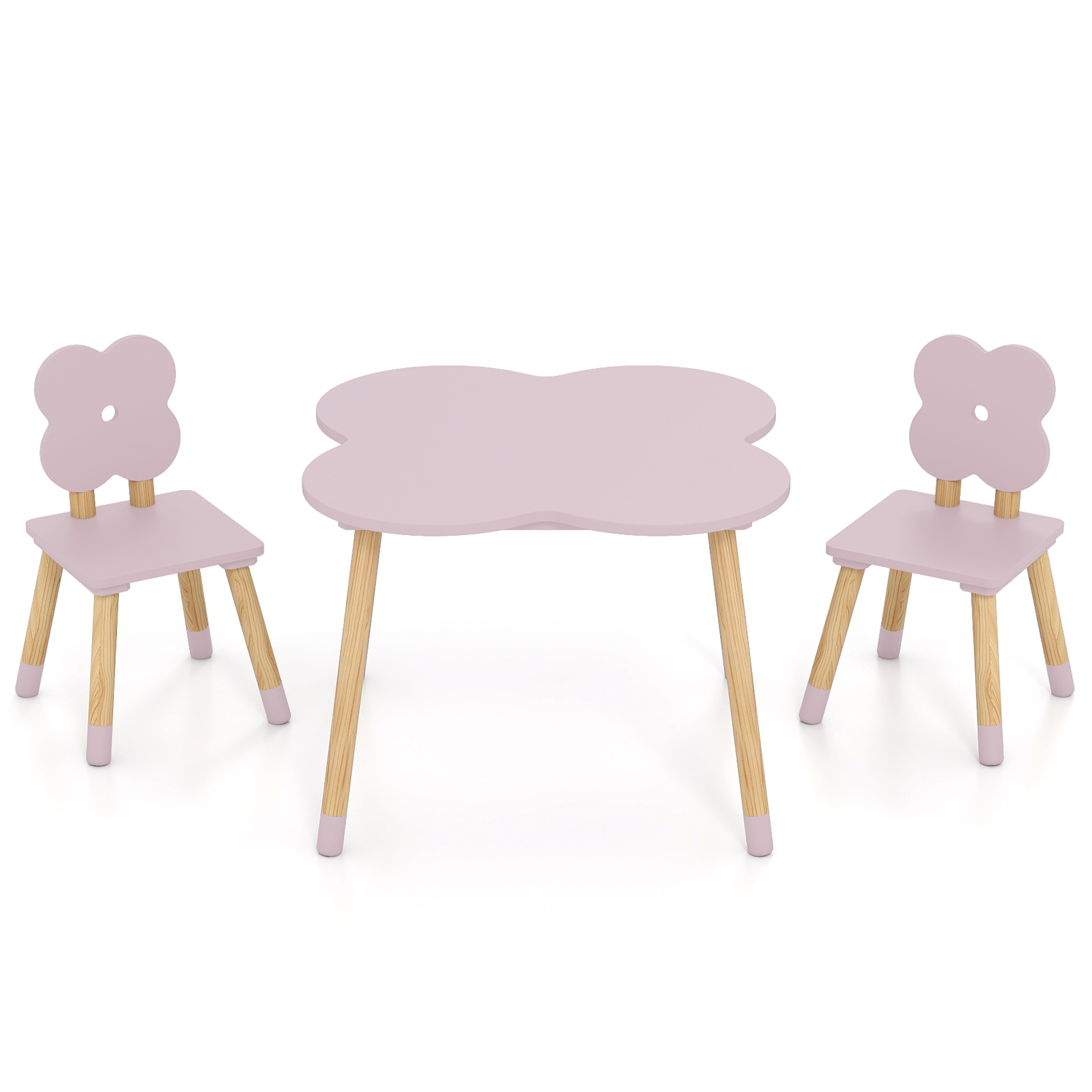 Laste laud ja toolid, lillekujulised, roosa