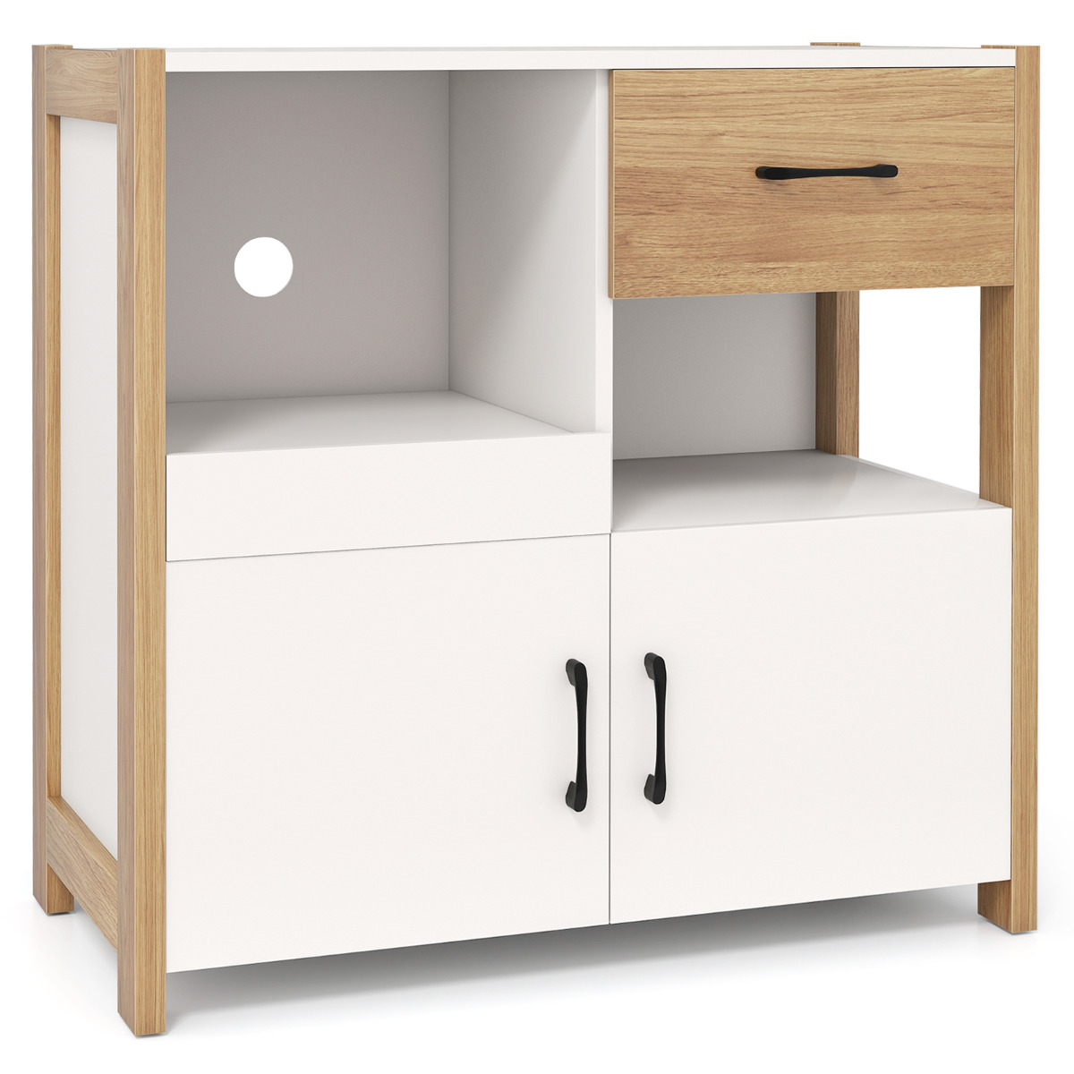 Köögikapp puhvetkapp 2 ukse ja sahtlitega puhveti kummut kaasaegne 80 x 315 x 82cm valge