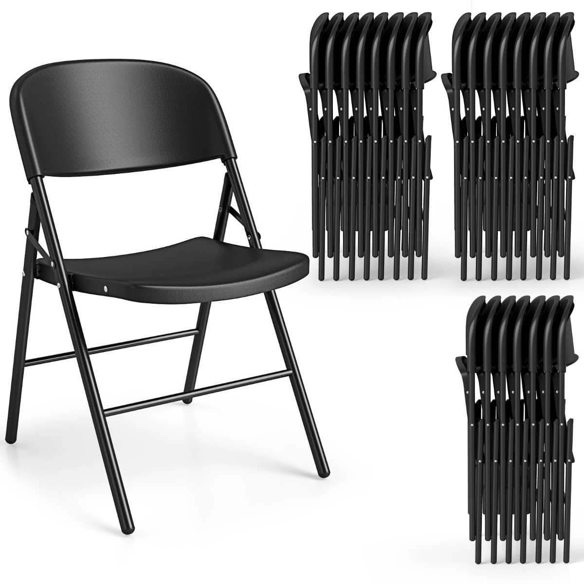 6 kokkupandava tooli komplekt metallist ja plastist, kandevõimega 150 kg, mustad külalistetoolid