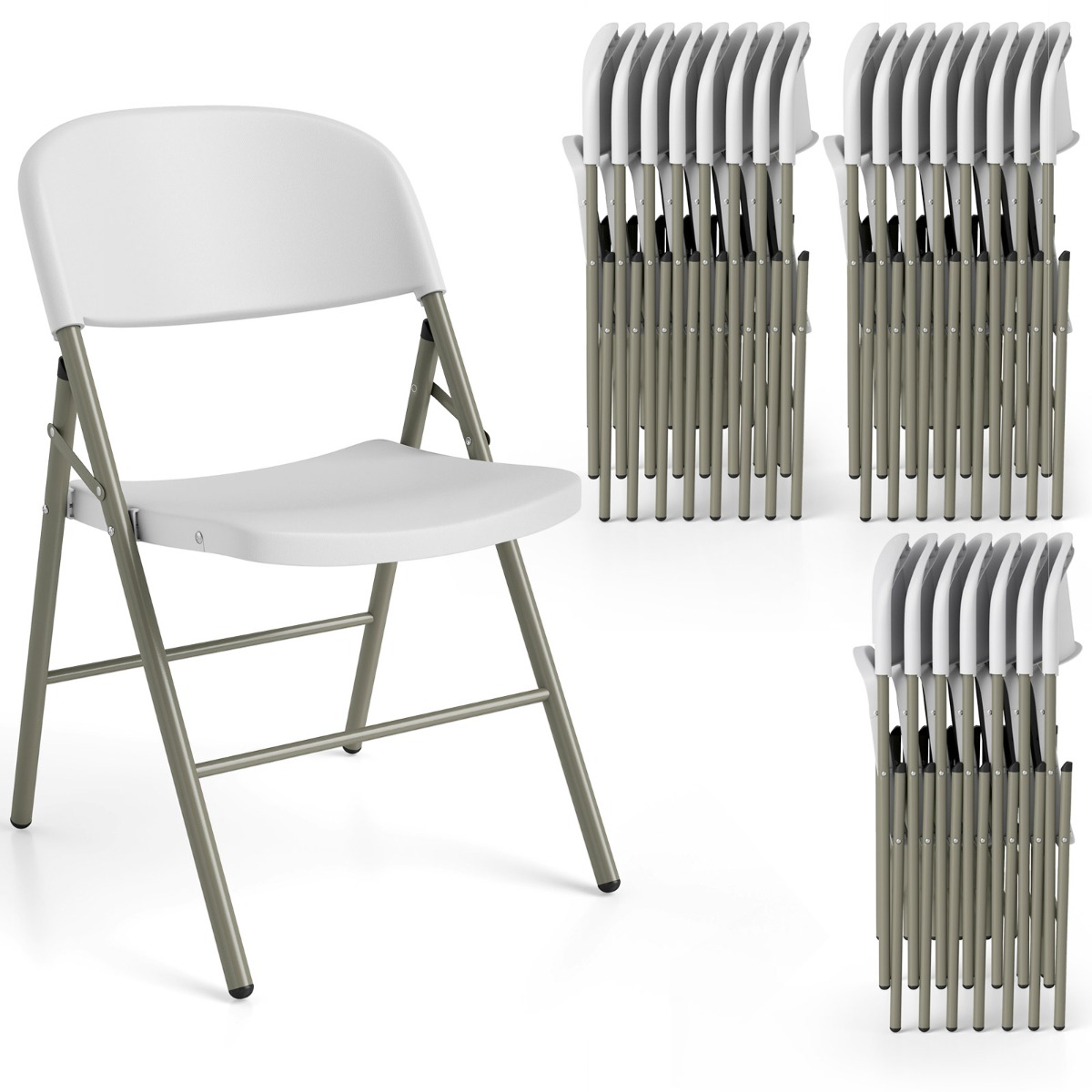 6 kokkupandava tooli komplekt metallist ja plastist, kokkupandav tool kandevõimega 150 kg, külalistetoolid, valge