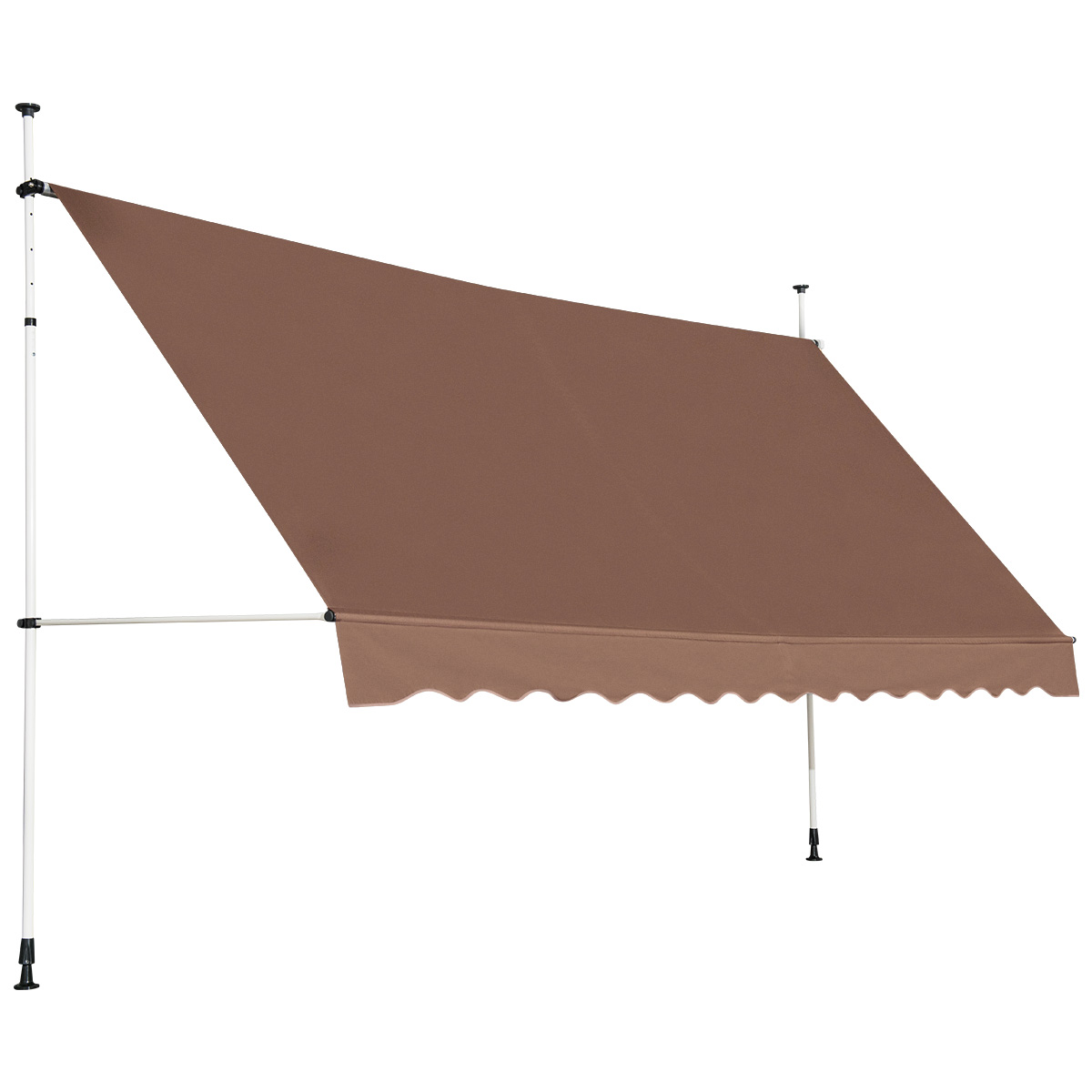 400 cm laiune klambri-markiis rõdumarkiis ilma puurimiseta uv-kindel kõrguse reguleerimisega pruun