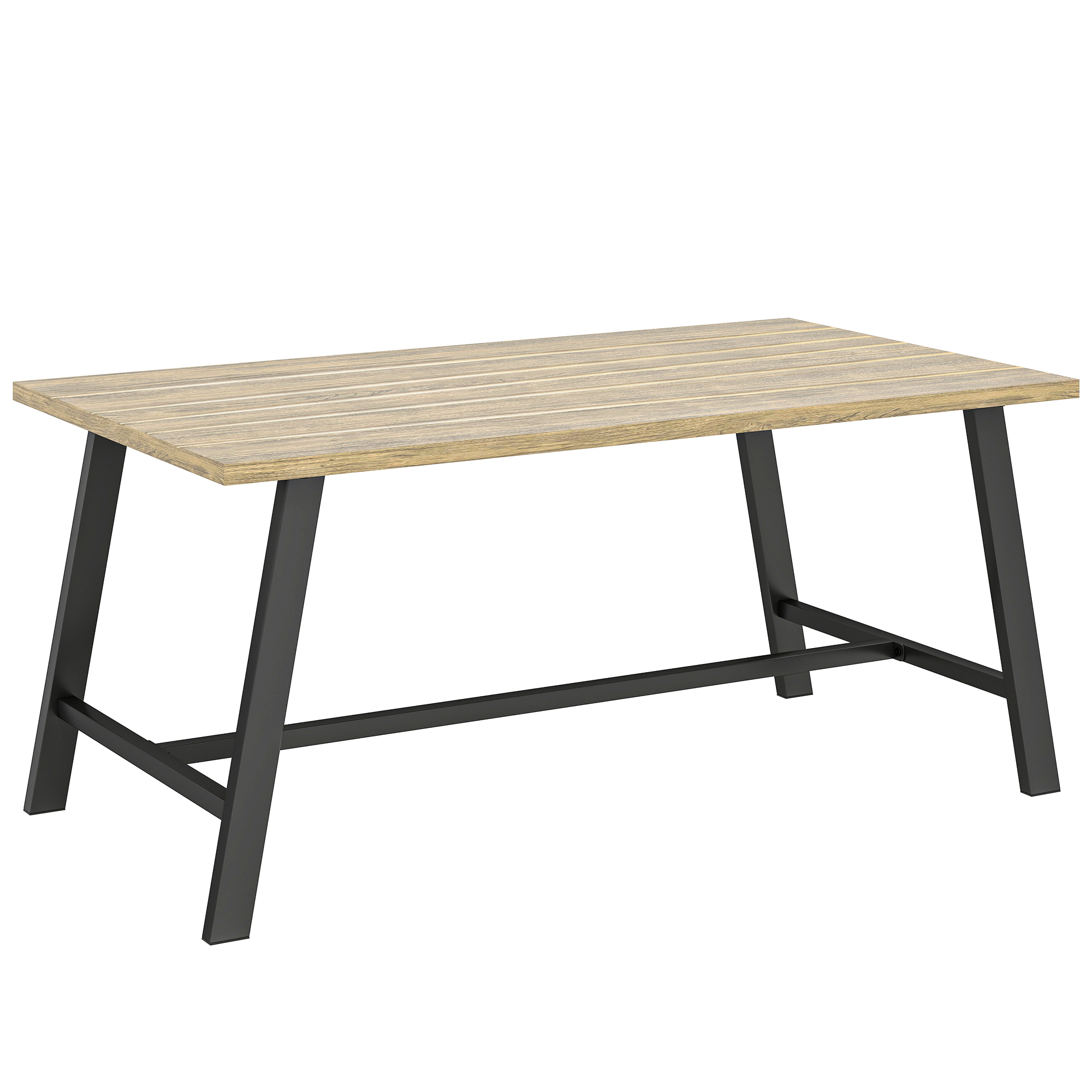 Välikohvilaud, ristkülikukujuline metallist abilaud puiduimitatsiooniga lauaplaadiga, 100 x 55 cm, pruun