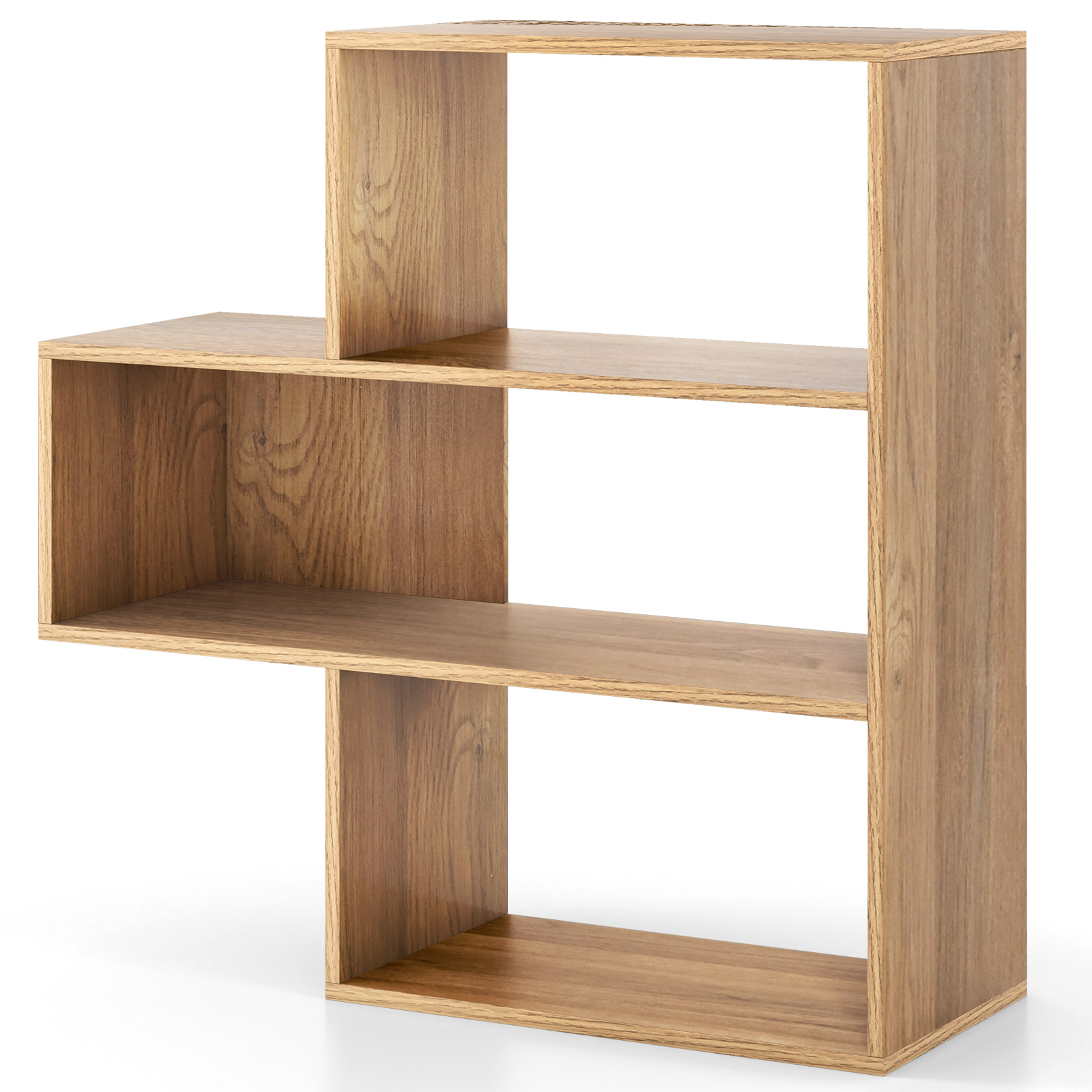 Kumer raamaturiiul koos kallutuskaitsega 3 tasandit seisev riiul ruumijagaja 295 x 84 x 835 cm naturaalne