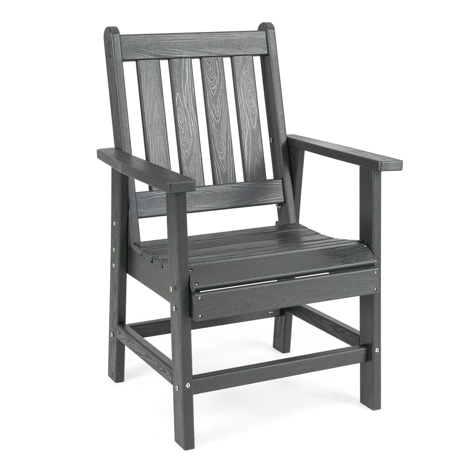 Kunstmaterjalist aialaud ilmastikukindel rõdutool puiduimitatsiooniga aiamööbel hall