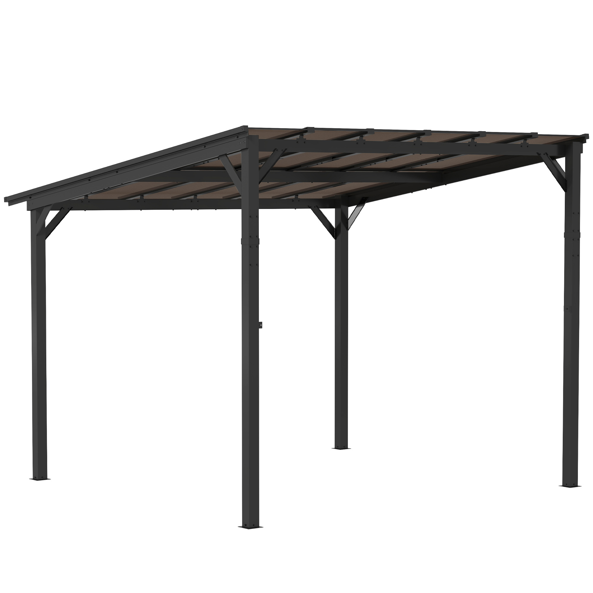 3 x 3 m metallist pergola, aiaporgand veekindla katusega, eraldiseisev, tuulekindel, UV-kindel, tumehall