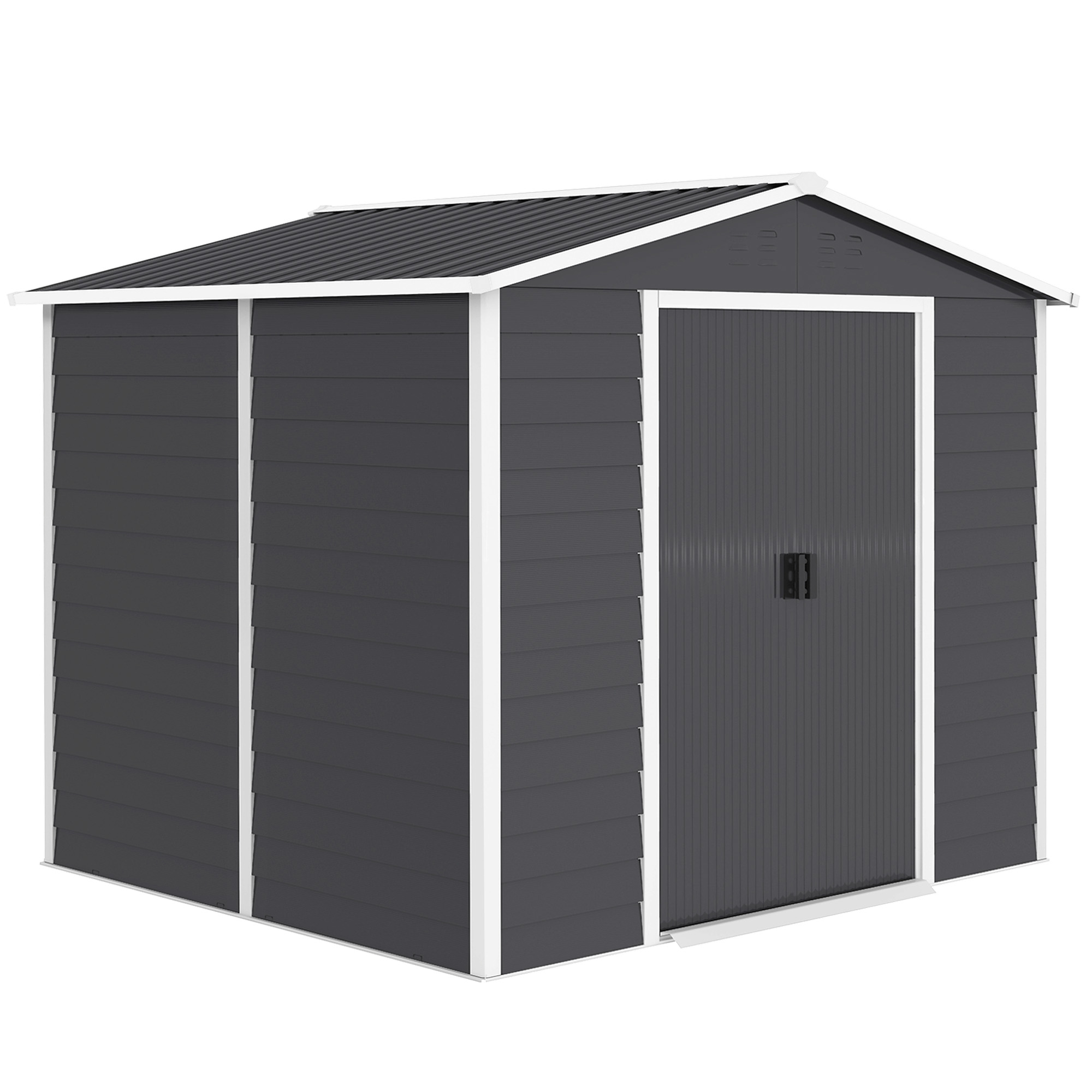 Metallist aiakuur, ilmastikukindel ja roostekindel, lukustatav, 2,40 x 2,06 x 1,98 m, tumehall
