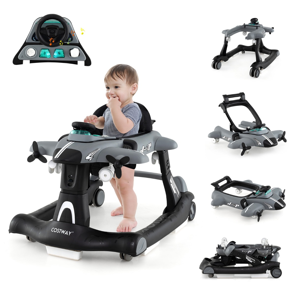 6-ühes käimistugi reguleeritava kõrguse ja kiirusega kokkupandav hall käimistool