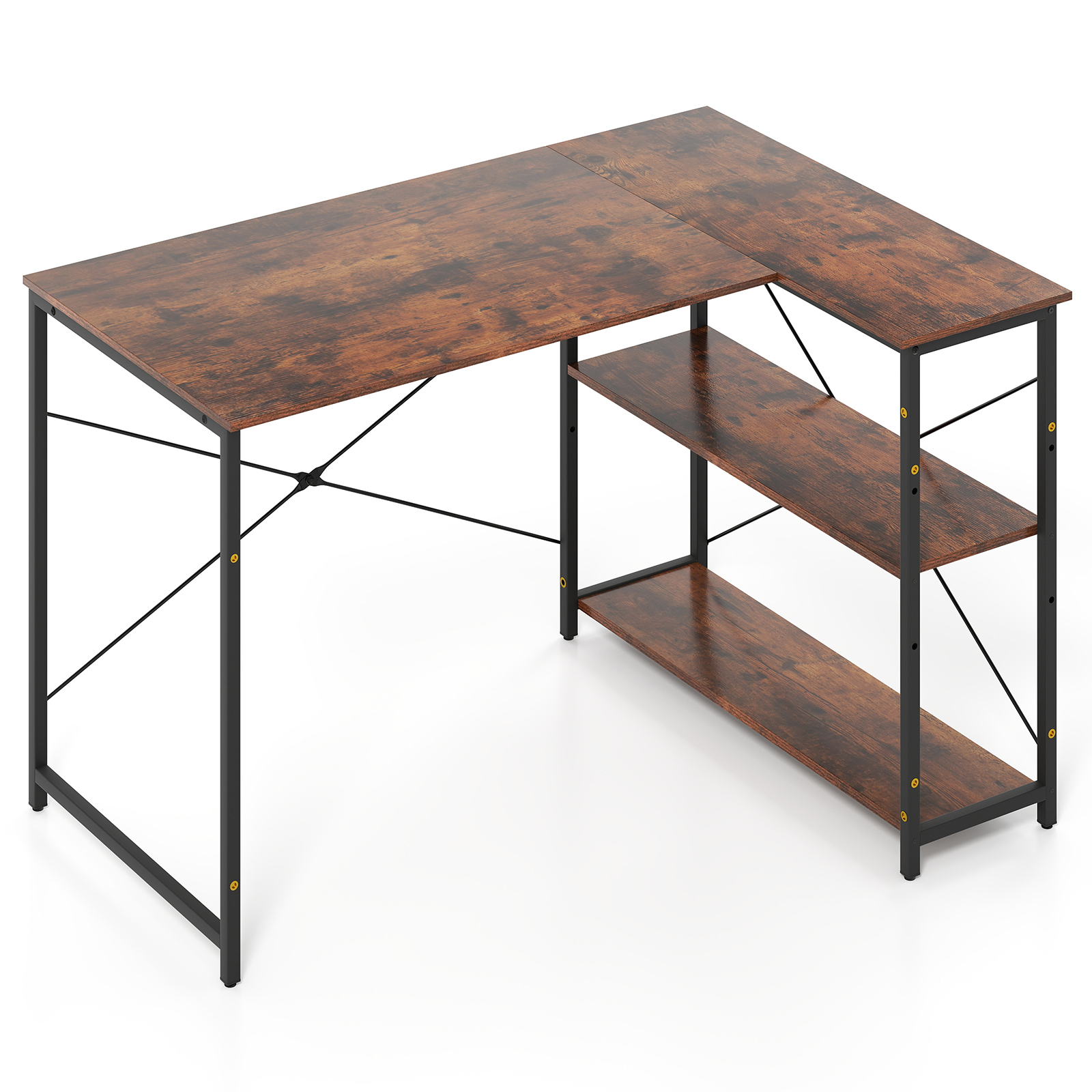 L-kujuline arvutilaud, pööratav nurgalaud reguleeritava riiuliga, maalähedane pruun