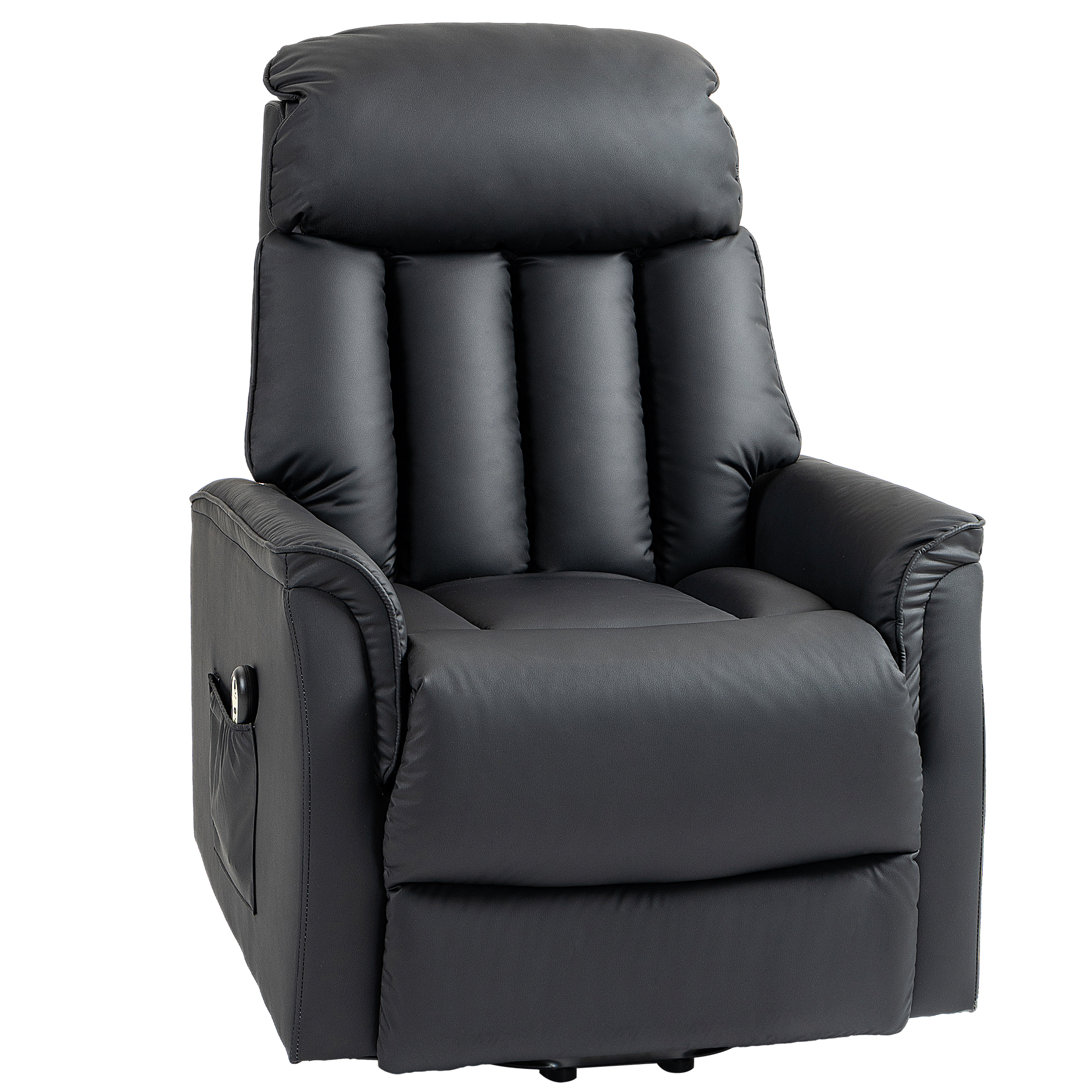 Elektriline tõstetool, teleritool, tõsteabiga tool, lamamisfunktsioon, kunstnahk, 80 x 94 x 104 cm, must