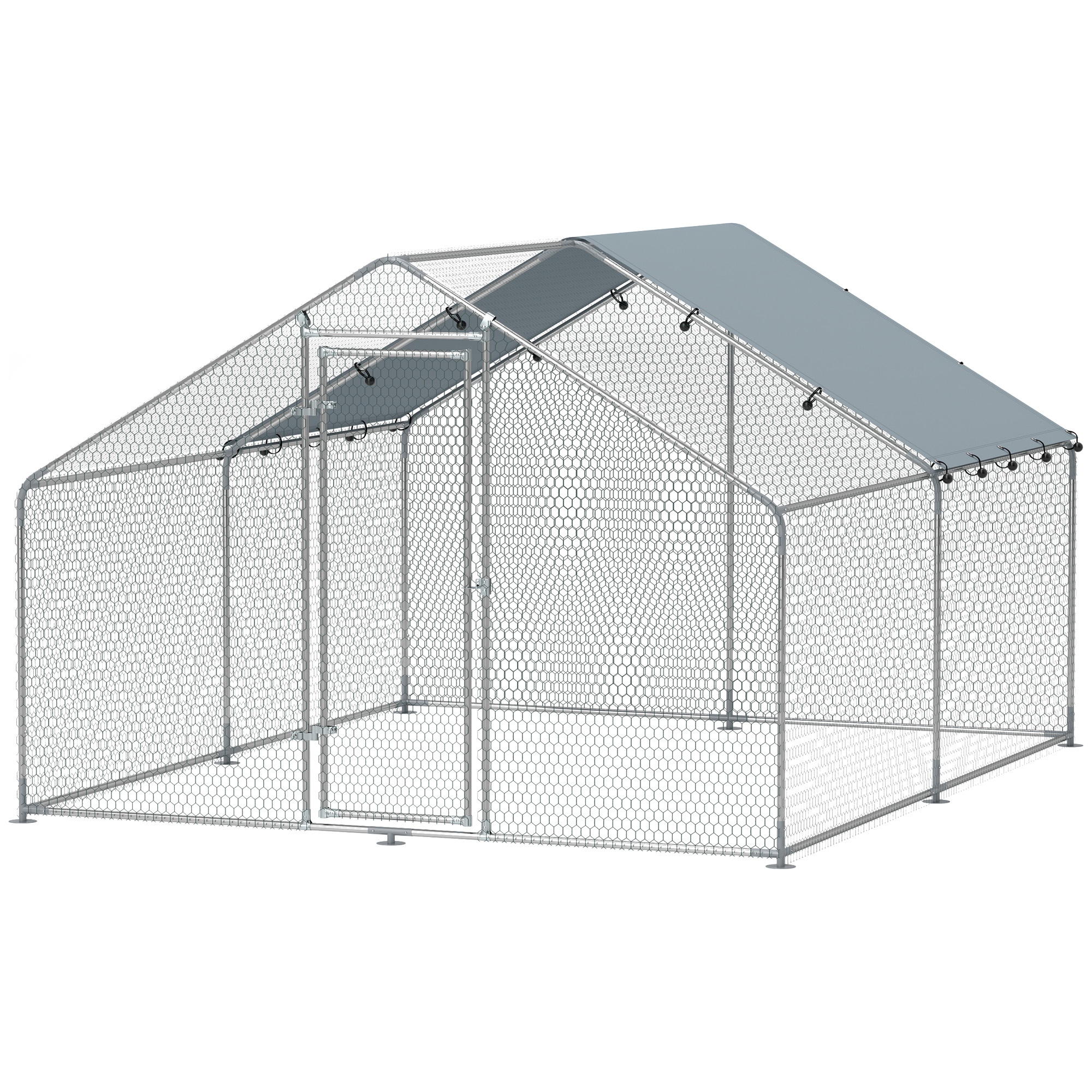 Kanaaedik, suur metallist kanaaedik veekindla ja UV-kindla kattega, puur 10-15 kanale, 3 x 3,4 x 1,9 m