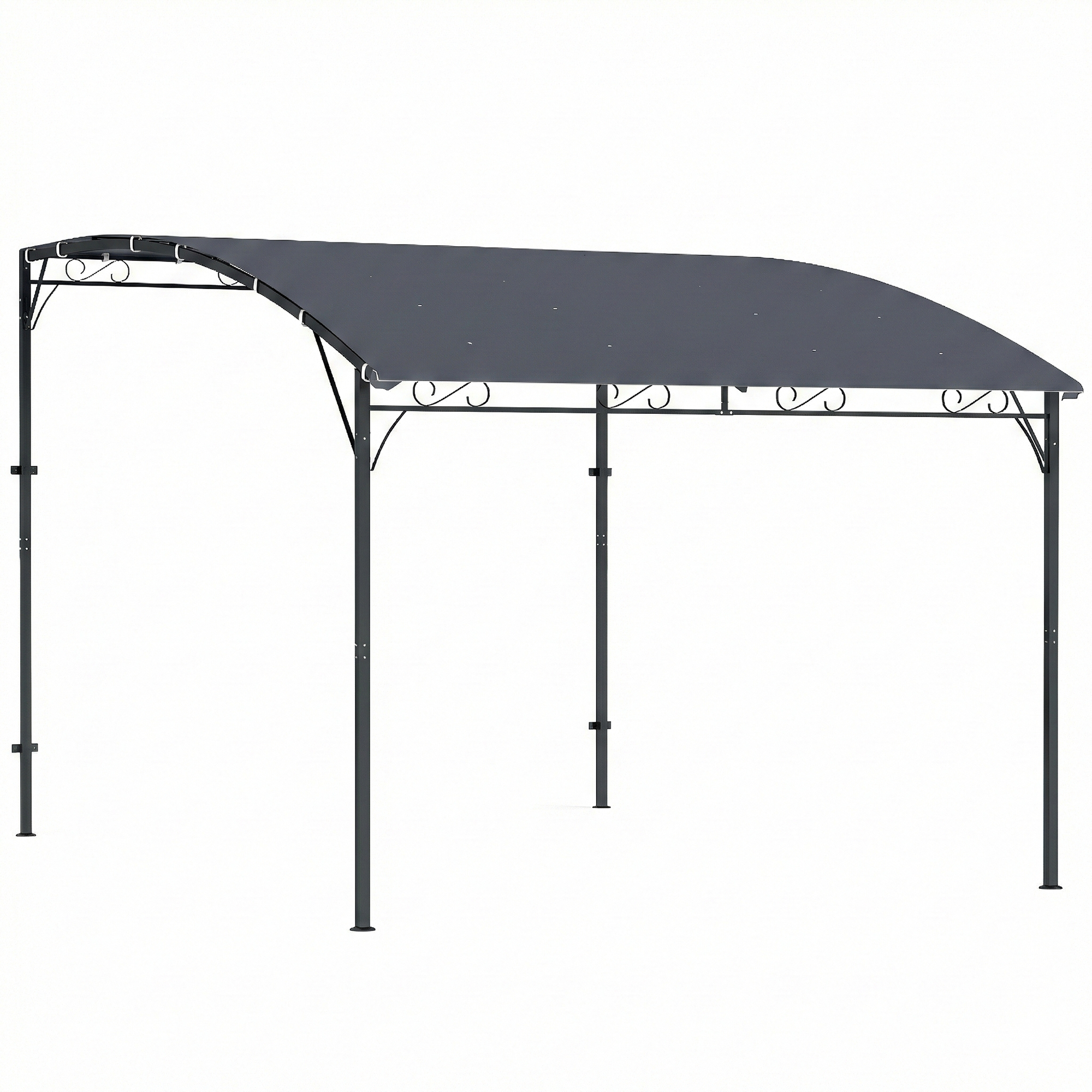 Pergola-stiilis kaldpaviljon metallraami ja katusega, ilmastikukindel, seinale kinnitatav, paviljoni varikatusega, 2,86 x 3,84 x 2,52 m, hall