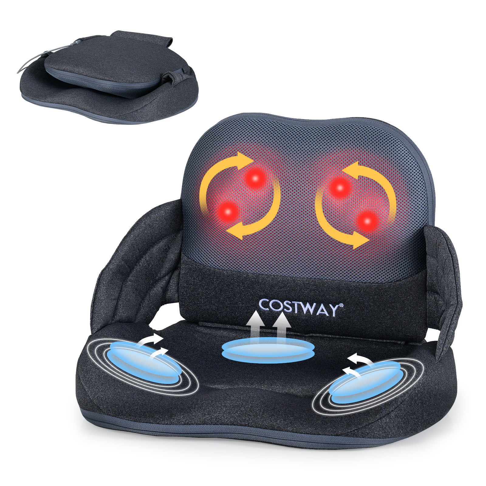 Soojendusfunktsiooniga kokkupandav Shiatsu seljamassaažipadi, ergonoomiline tugipadi toolile