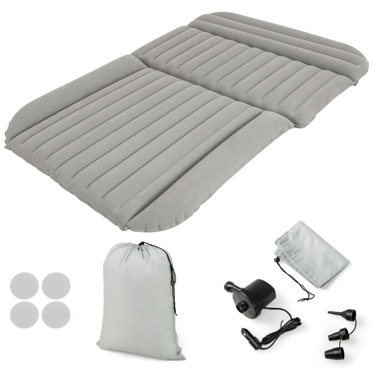 Kahepoolse voodiga õhkmadrats hall