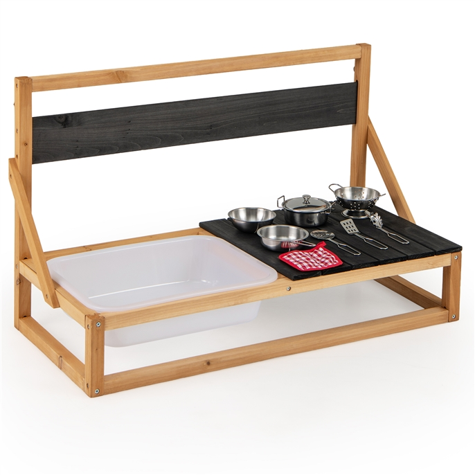 Laste väliköök kuusepuidust koos tarvikutega looduslik 81 x 36 x 49 cm