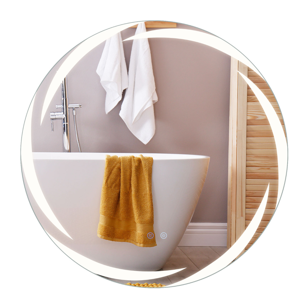 80 cm LED-vannitoa peegel, seinale kinnitatav karastatud klaas, plahvatuskindel, 3-värvilise valgustusega, uduvastane süsteem, hämardatav, hõbedane