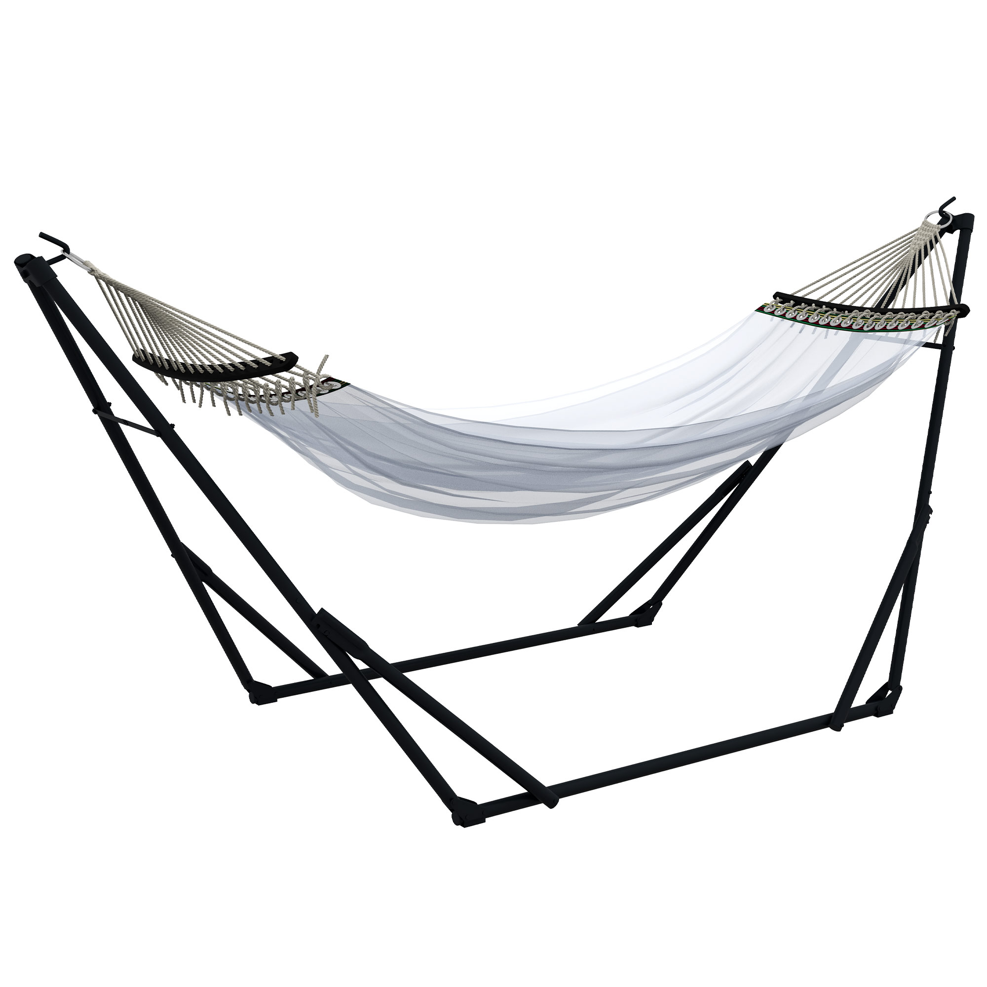 Võrkkiige alus koos võrkkiigega, 263 cm x 89 cm x 100 cm, must + valge