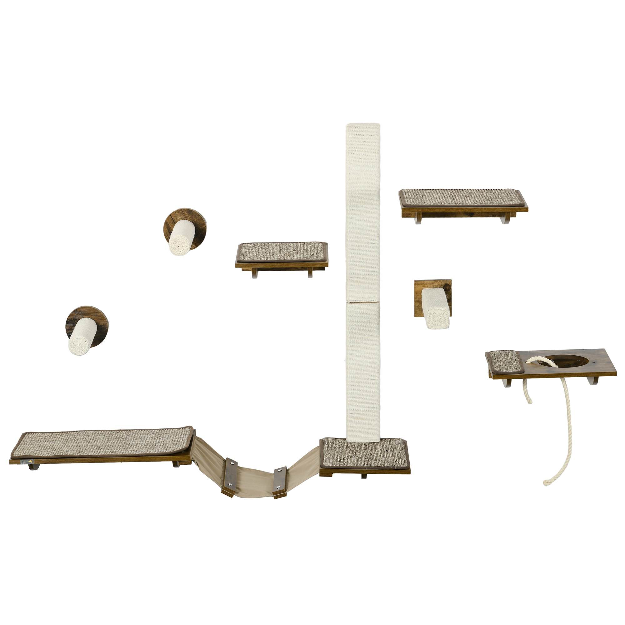 Kassi trepikomplekt, ronimissein, 8-osaline, kuni 8 kg, vastupidav, pruun/kreemikasvalge