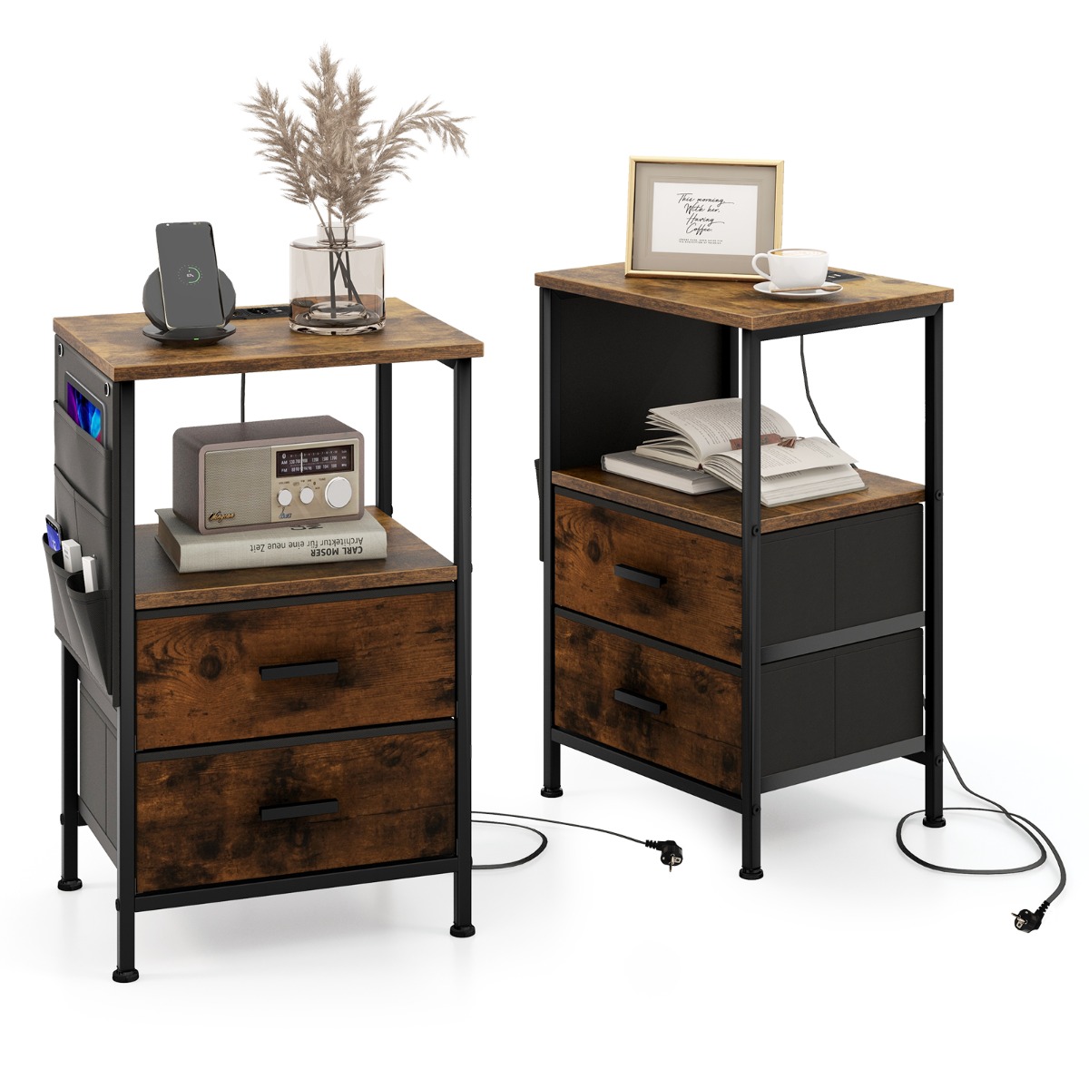 Komplektis 2 öökappi koos laadimisjaamaga