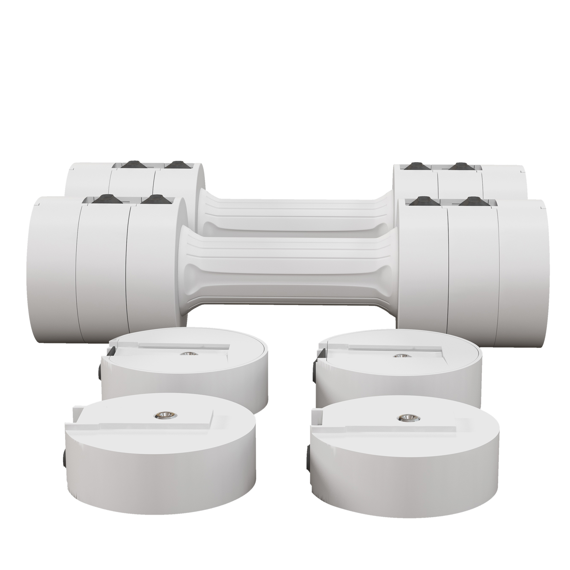 2 x 2,5 kg hantlid reguleeritava raskusega, plastkorpus, valge