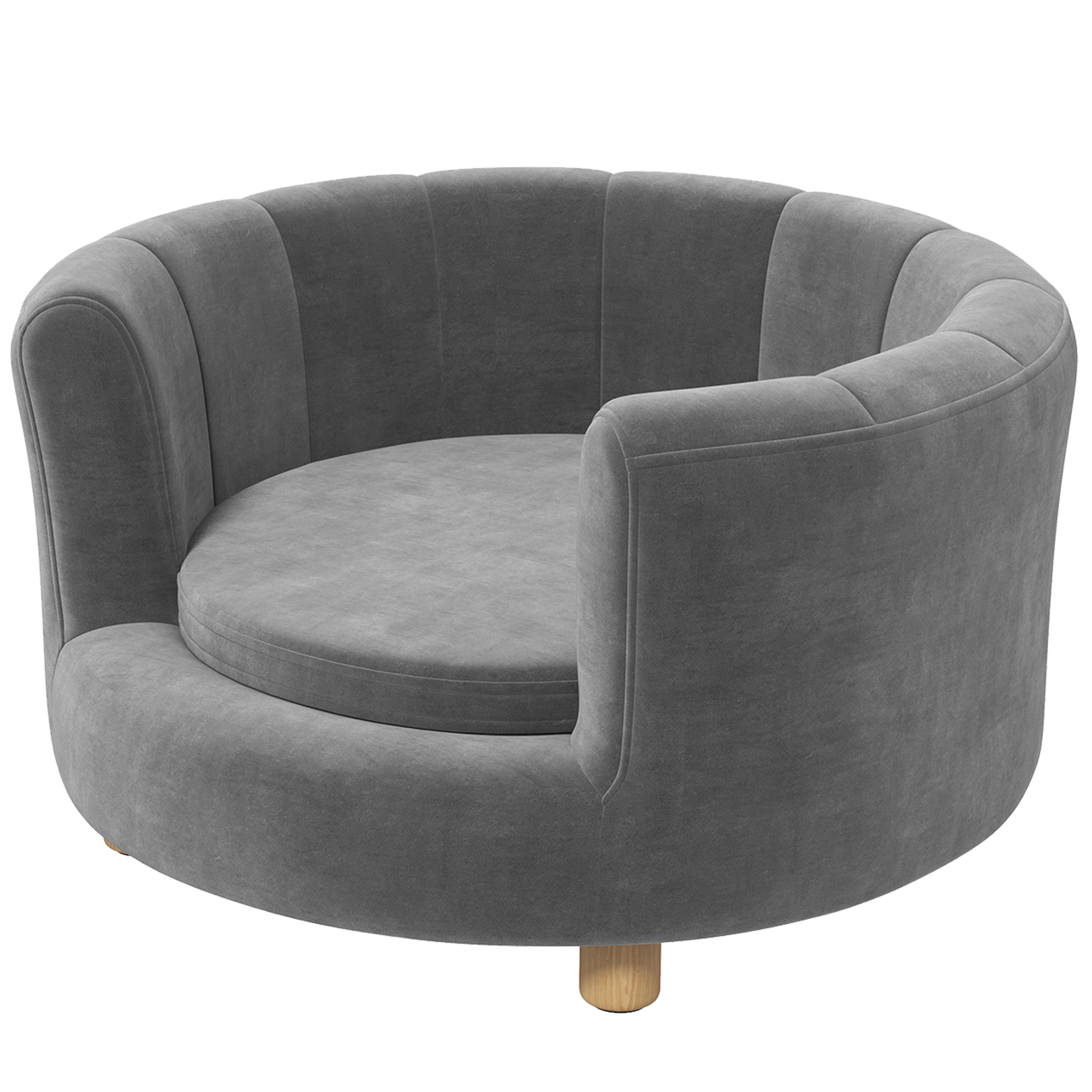 Lemmikloomavoodi koertele ja kassidele, puidust jalad, kõrgendatud, flanellkattega, eemaldatava padjaga, hall