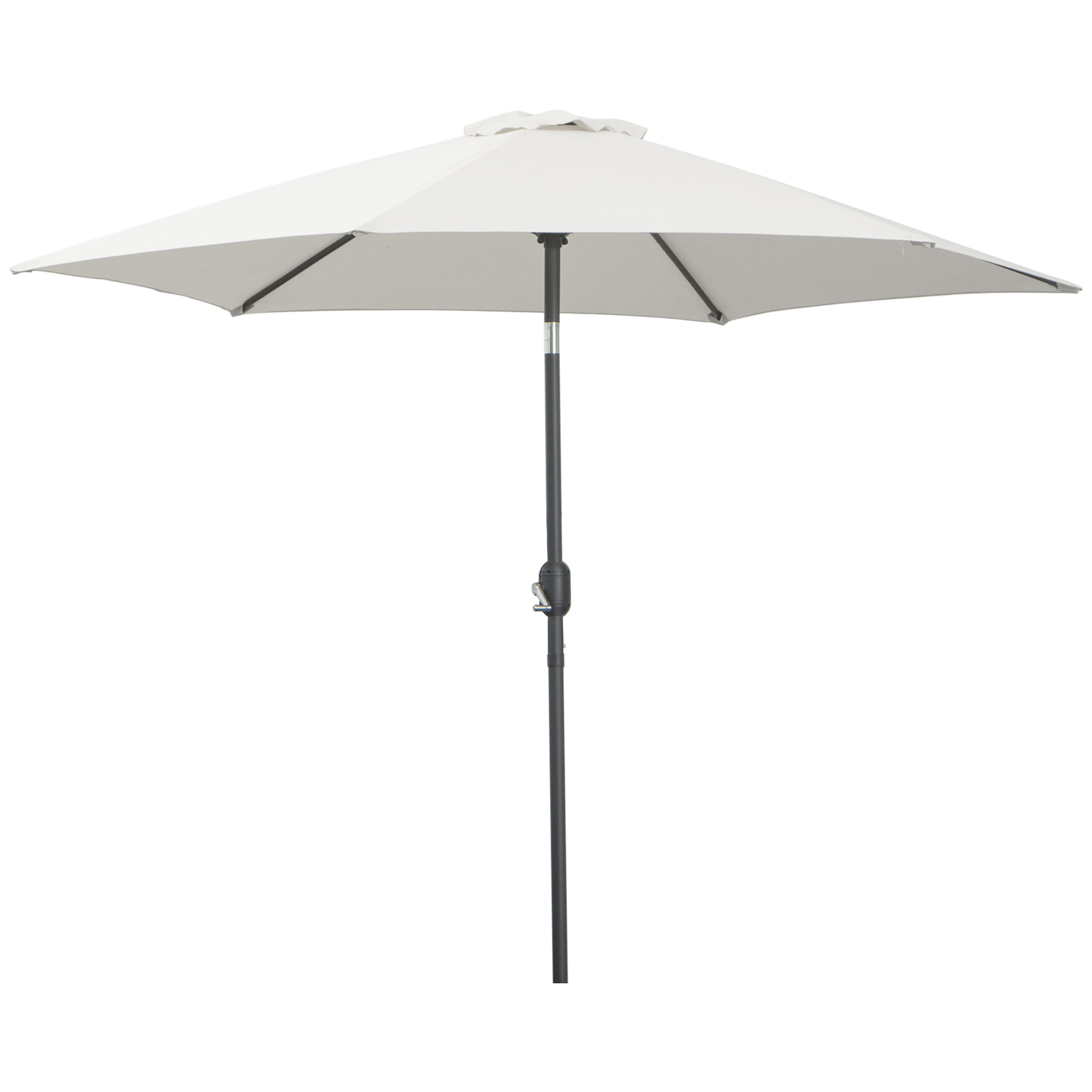Kokkupandav päikesevari, aiavari, turuvari käsivändaga, alumiinium, 180 cm, polüester, beež, Ø 2,6 x 2,35 m