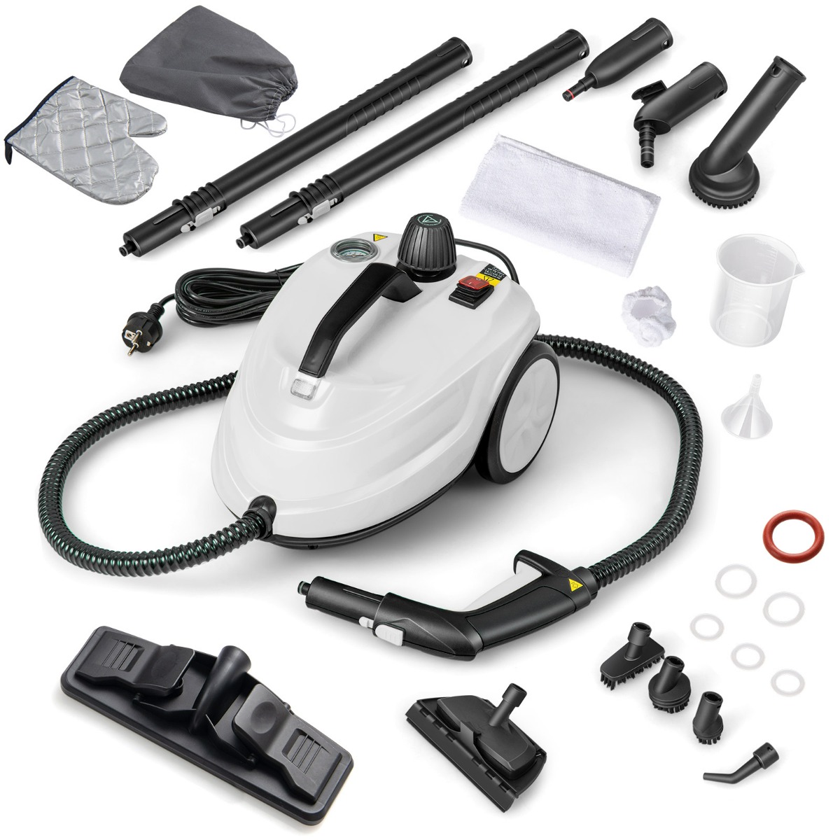 Kaasaskantav aurupuhasti 2000w kõrgsurve aurupuhasti 15-osalise tarvikutega mitmekülgne aurumopp valge