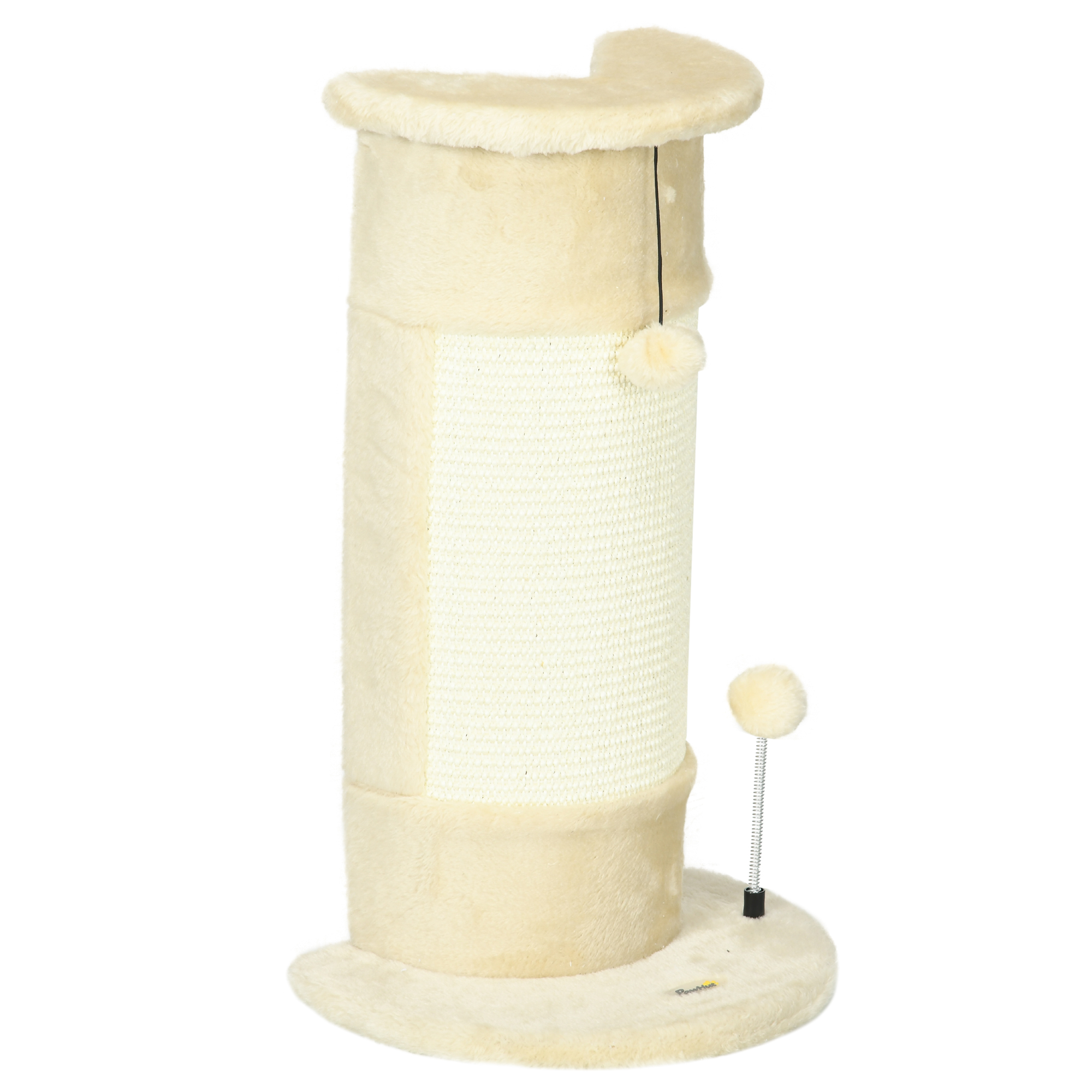 Kassipuu mänguasjadega, sh 2 palli. Pehme plüüsist, 34 cm x 25,5 cm x 58 cm, kreemvalge