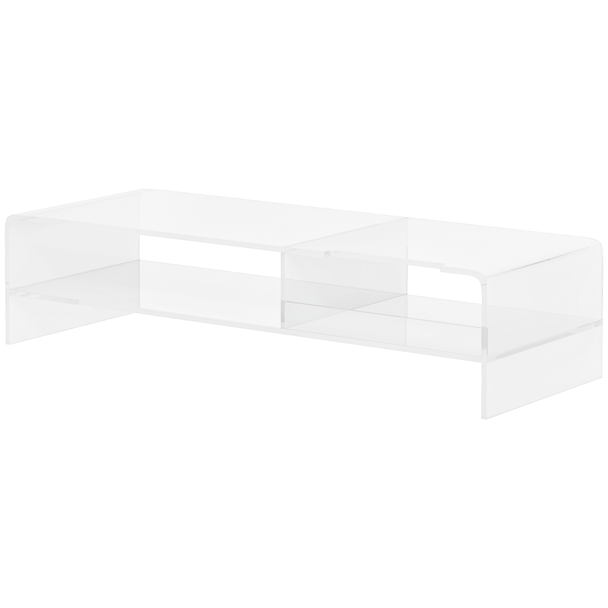 Monitorialus klaviatuuri sektsiooniga, läbipaistev, kuni 24-tollistele monitoridele, 2 riiulit, akrüül, 50,8 x 19 x 12 cm