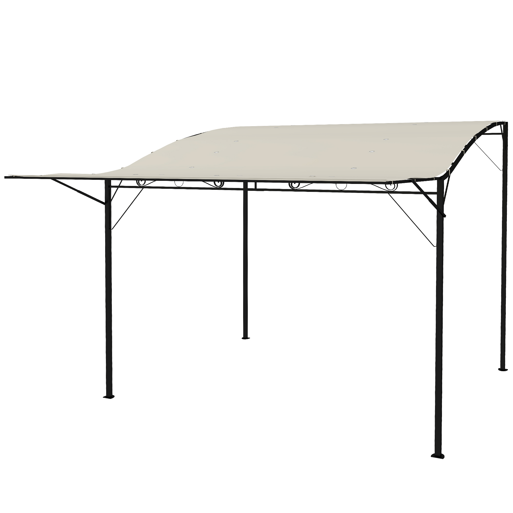 Kokkupandava katuselaiendusega paviljon, ilmastikukindel, 3 x 2,5 m, kreemvalge