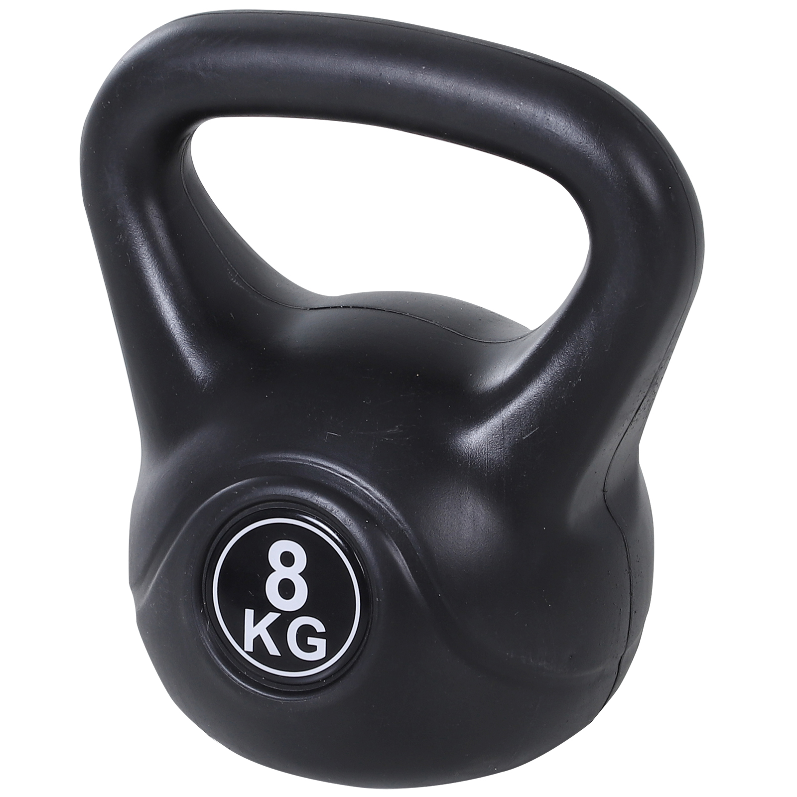Kettlebell, 8 kg liivaga täidetud kang, algajatele, must